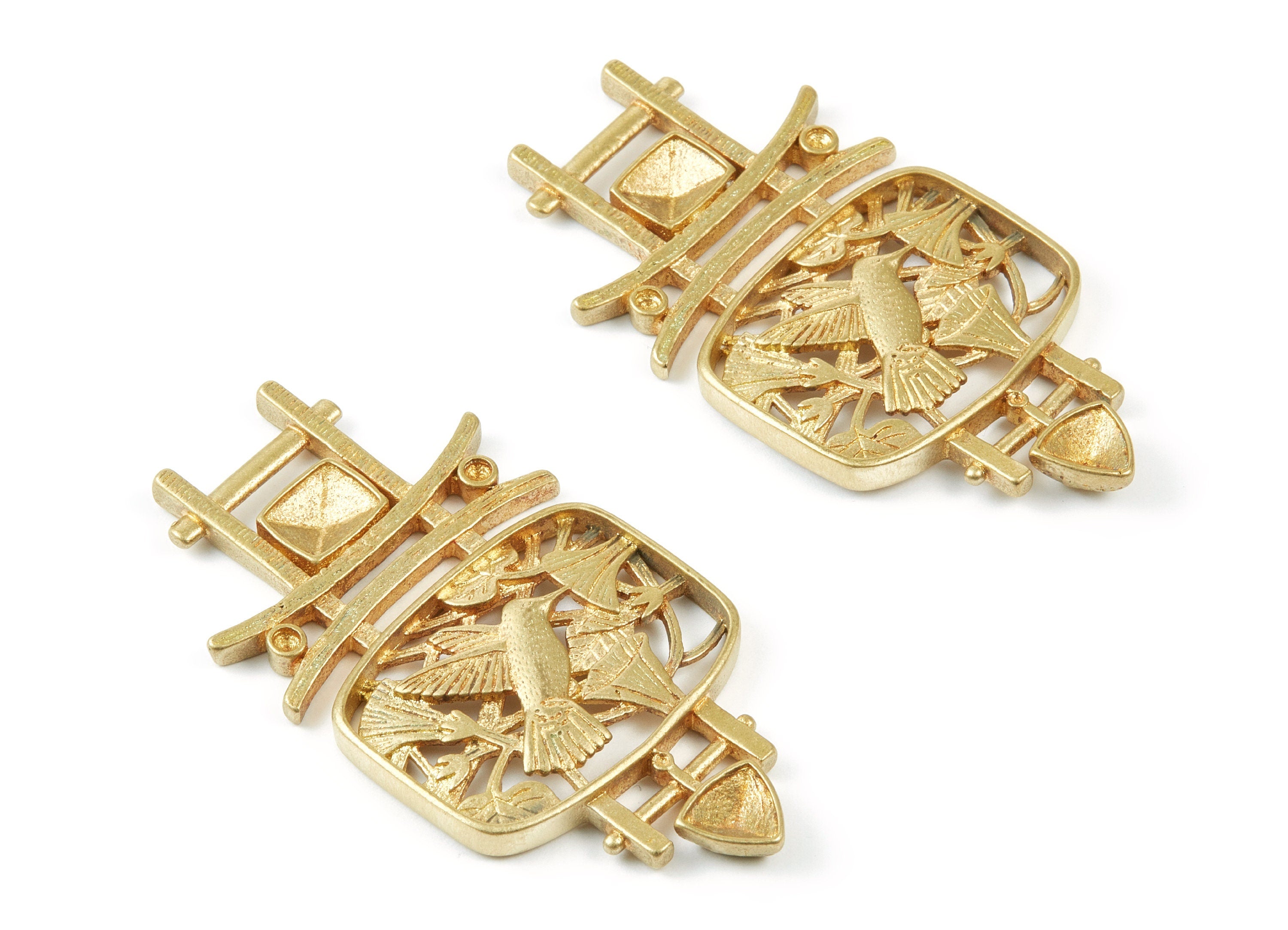 Brass Bird and Flower Charms - Bird and Flower Raw Brass Pendant - Jewelry Supplies - 68.3x34.37x4.34mm - PP1520 - DOMEDBAZAAR