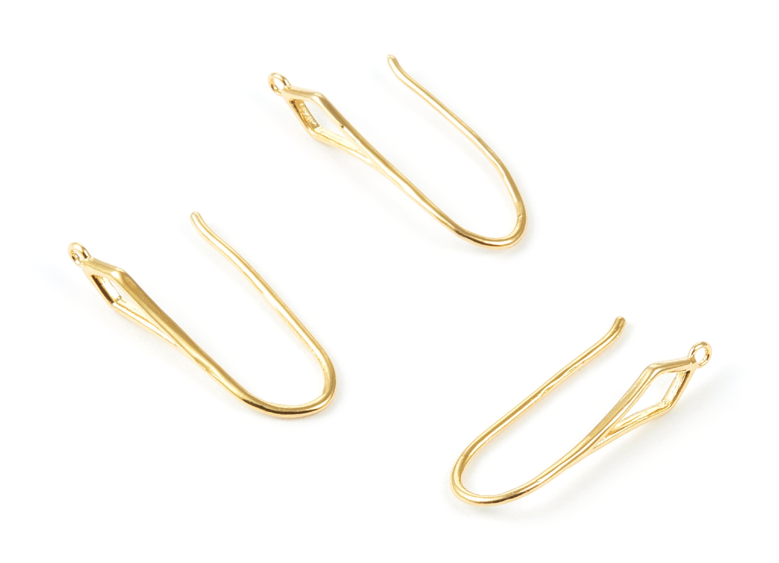 Brass Earring Hooks - Brass Earring Hooks - 18K Real Gold Plated Ear Wire - Jewelry Supplies - 26,72x9x4,93mm - rgp1033 - DOMEDBAZAAR
