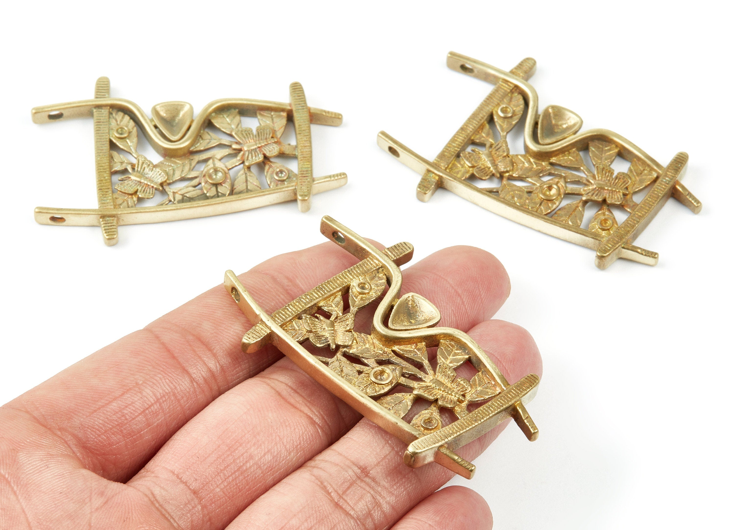 Brass Butterfly Charms - Butterfly Raw Brass Pendant With 2 Holes - Jewelry Supplies - 58.3x38.78x4mm - PP1519 - DOMEDBAZAAR