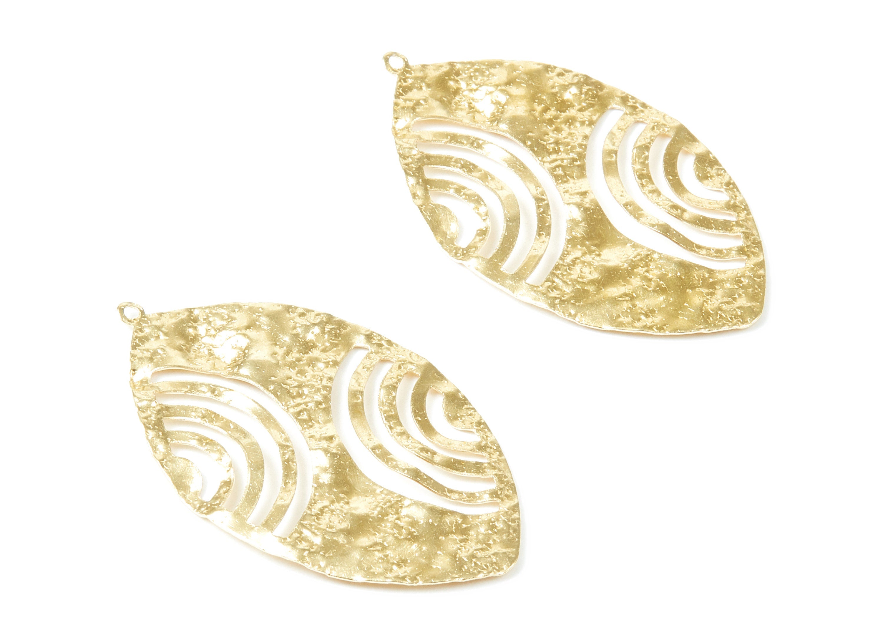 Brass Leaf Charms - Leaf Shaped Raw Brass Pendant - Earring Findings - Jewelry Supplies - 49x28.5x1mm - PP1995 - DOMEDBAZAAR