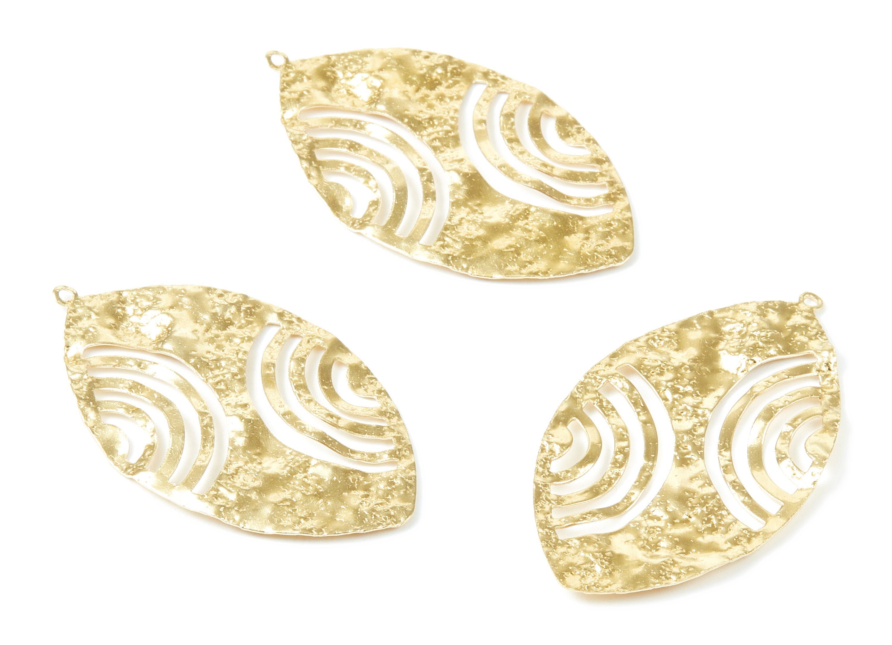 Brass Leaf Charms - Leaf Shaped Raw Brass Pendant - Earring Findings - Jewelry Supplies - 49x28.5x1mm - PP1995 - DOMEDBAZAAR