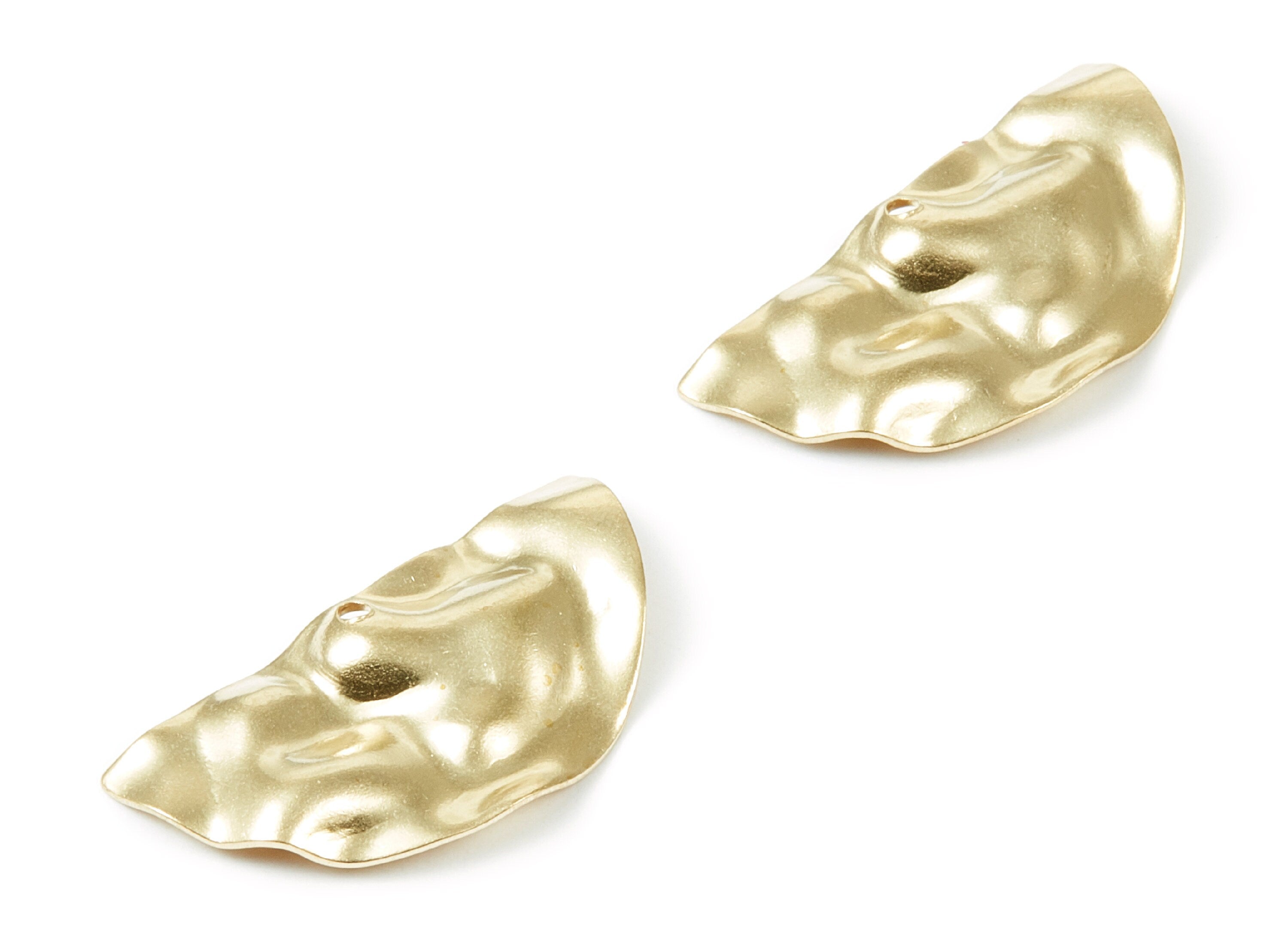Brass Wavy Half moon Charms - Wavy Half moon Shaped Raw Brass Pendant - Earring Findings - Jewelry Supplies - 29x15x2.72mm - PP1985 - DOMEDBAZAAR