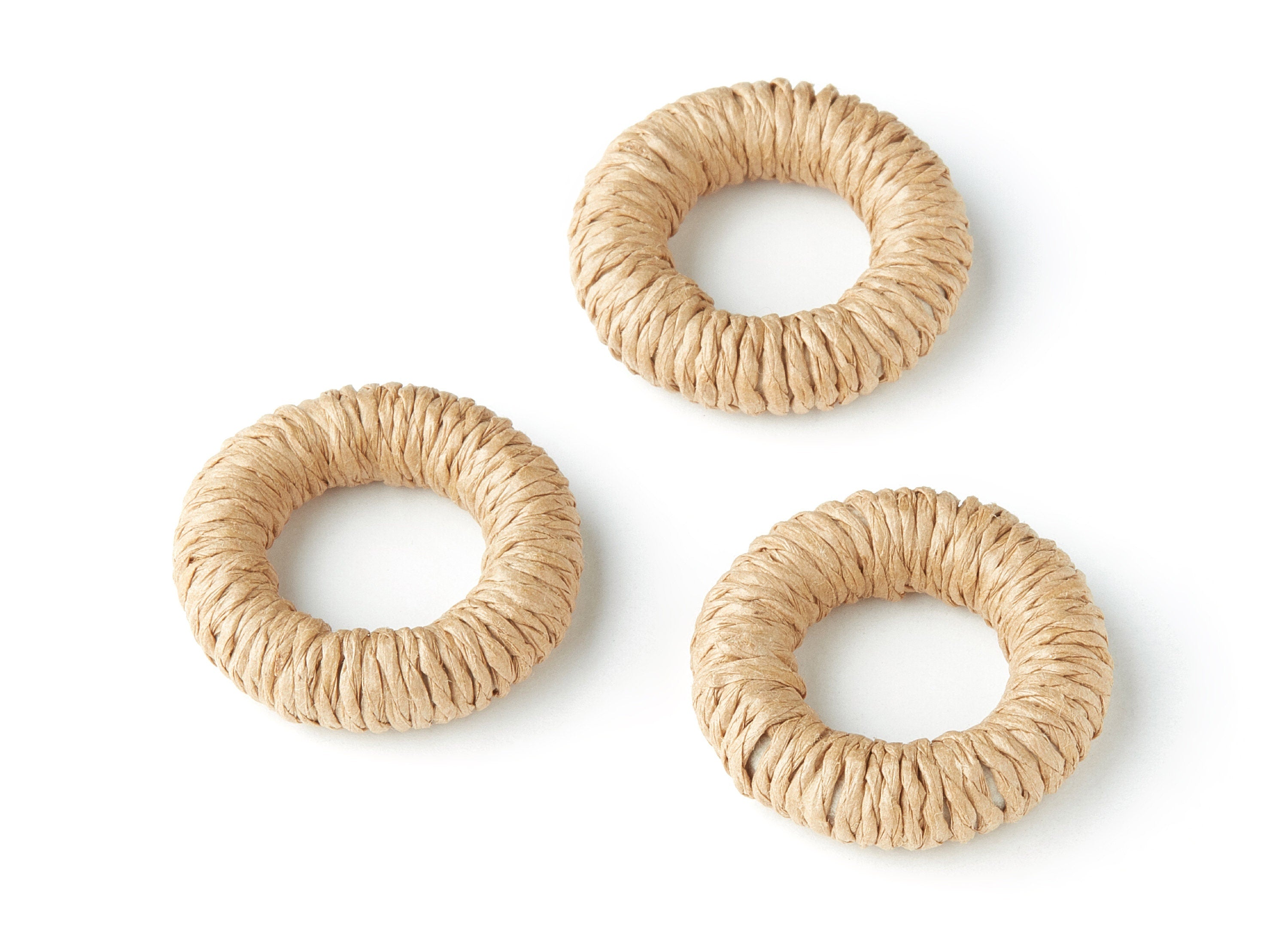 Handwoven Hemp Rope Earrings - Round Shaped Rope Pendants - Hemp Rope Charms - Jewellery Handmade - 31x31x7.77mm - RT1080 - DOMEDBAZAAR