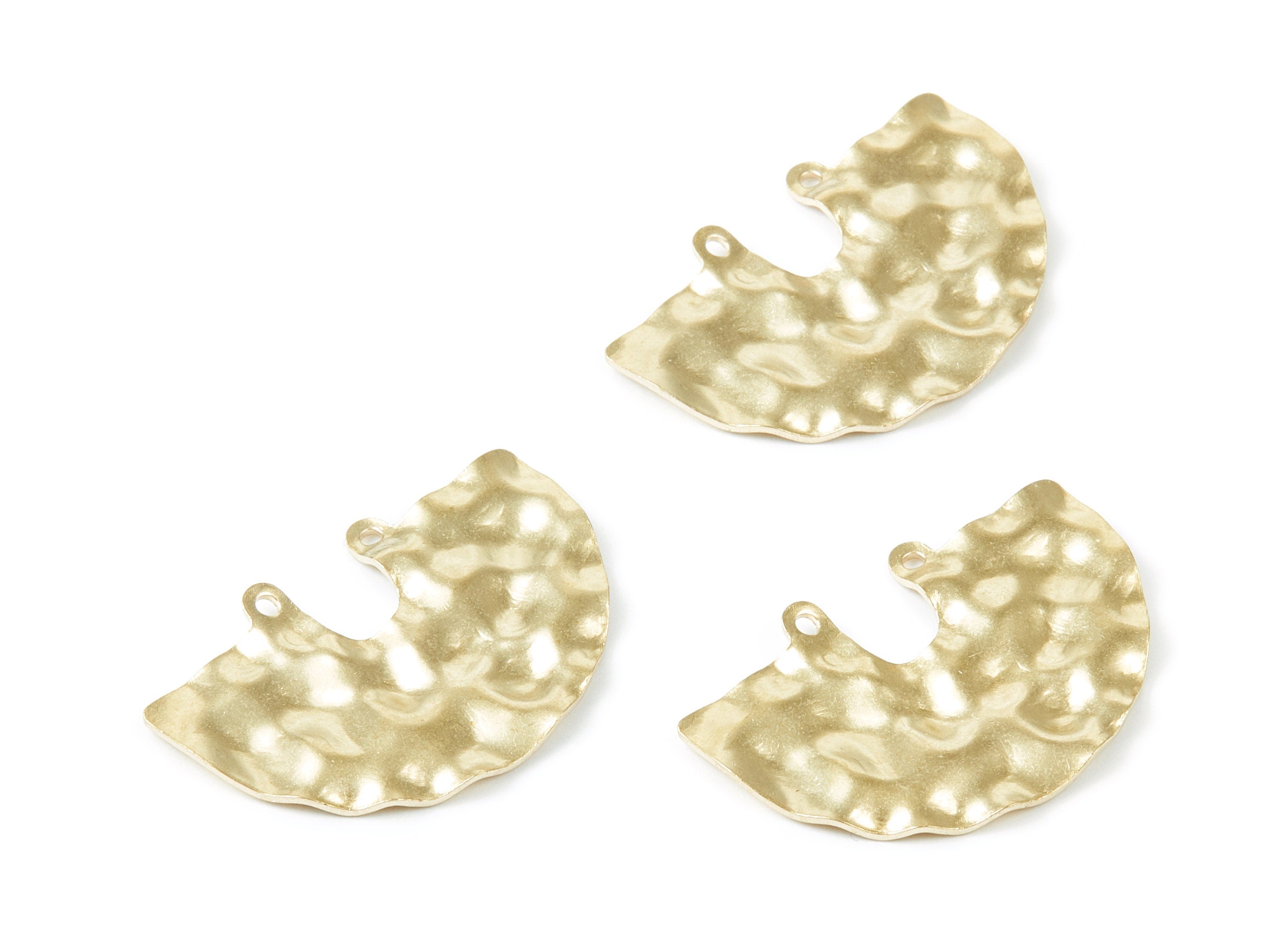 Brass Semi Circle Charms - Semi Circle Shaped Raw Brass Connector with 2 Holes - Jewelry Supplies - 33.1 x 22 x 1.9mm) - PP1432 - DOMEDBAZAAR
