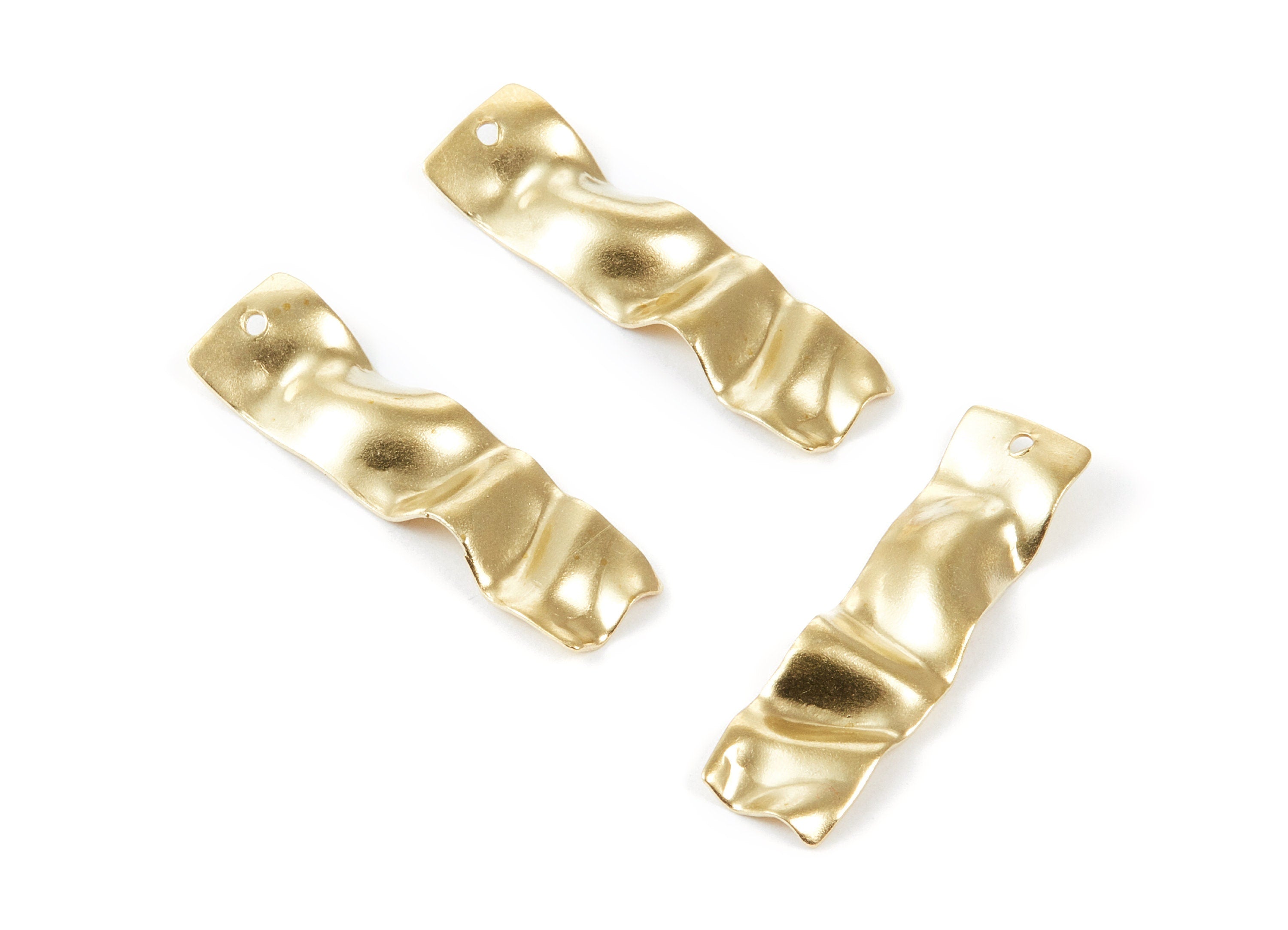 Brass Wavy Rectangle Charms - Rectangle Shaped Raw Brass Pendant - Earring Findings - Jewelry Supplies - 35.8x9.76x0.54mm - PP2077 - DOMEDBAZAAR