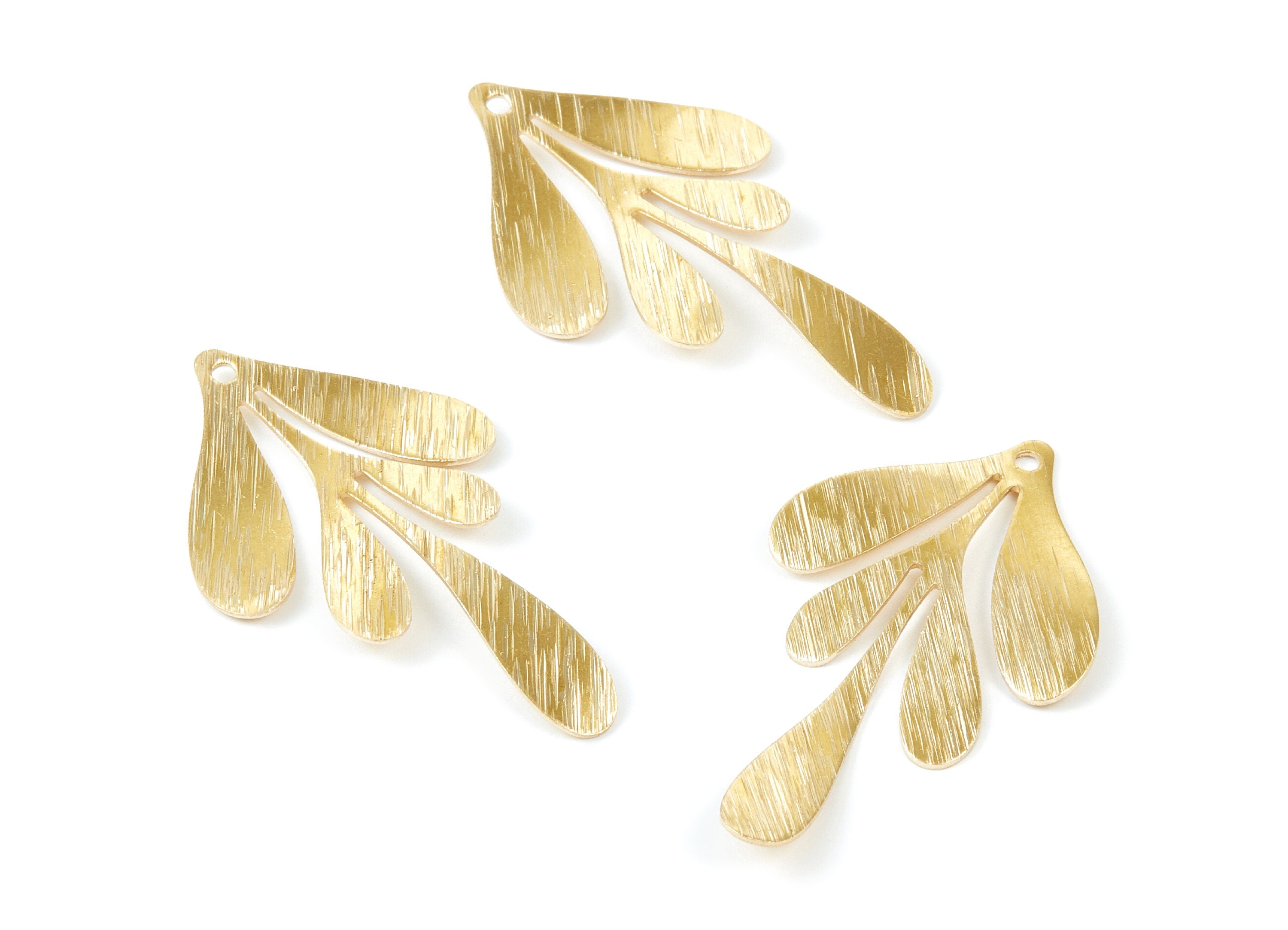 Brass Textured Leaf Charms - Textured Leaf Shaped Raw Brass Pendant - Earring Findings - Jewelry Supplies - 46x26,64x0,84mm - PP2074 - DOMEDBAZAAR