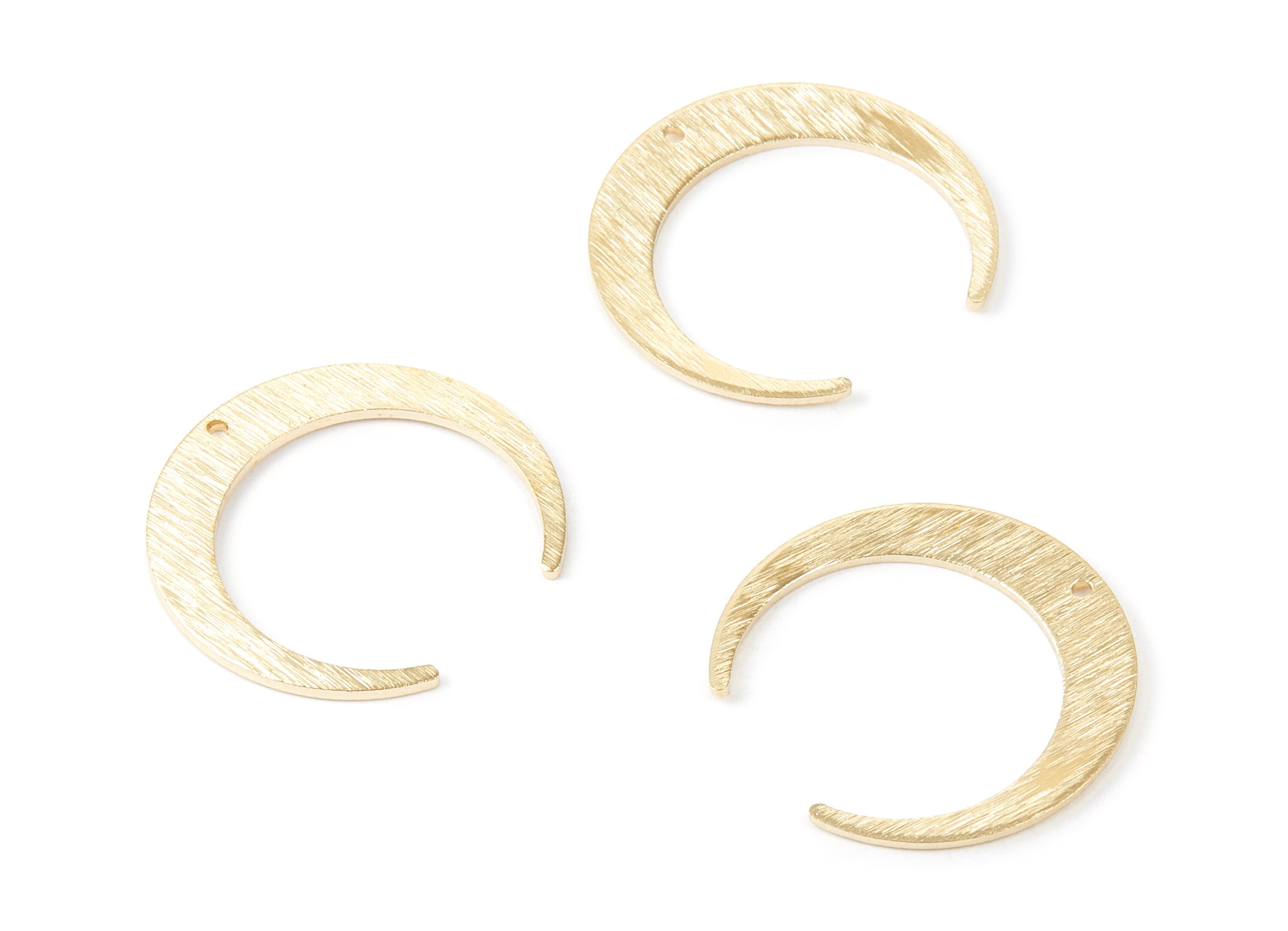 Brass Textured Moon Charms - Textured Moon Shaped Raw Brass Pedants - Earring Findings - Jewellery Supplies - 27.15x25.82x1mm - PP1883 - DOMEDBAZAAR