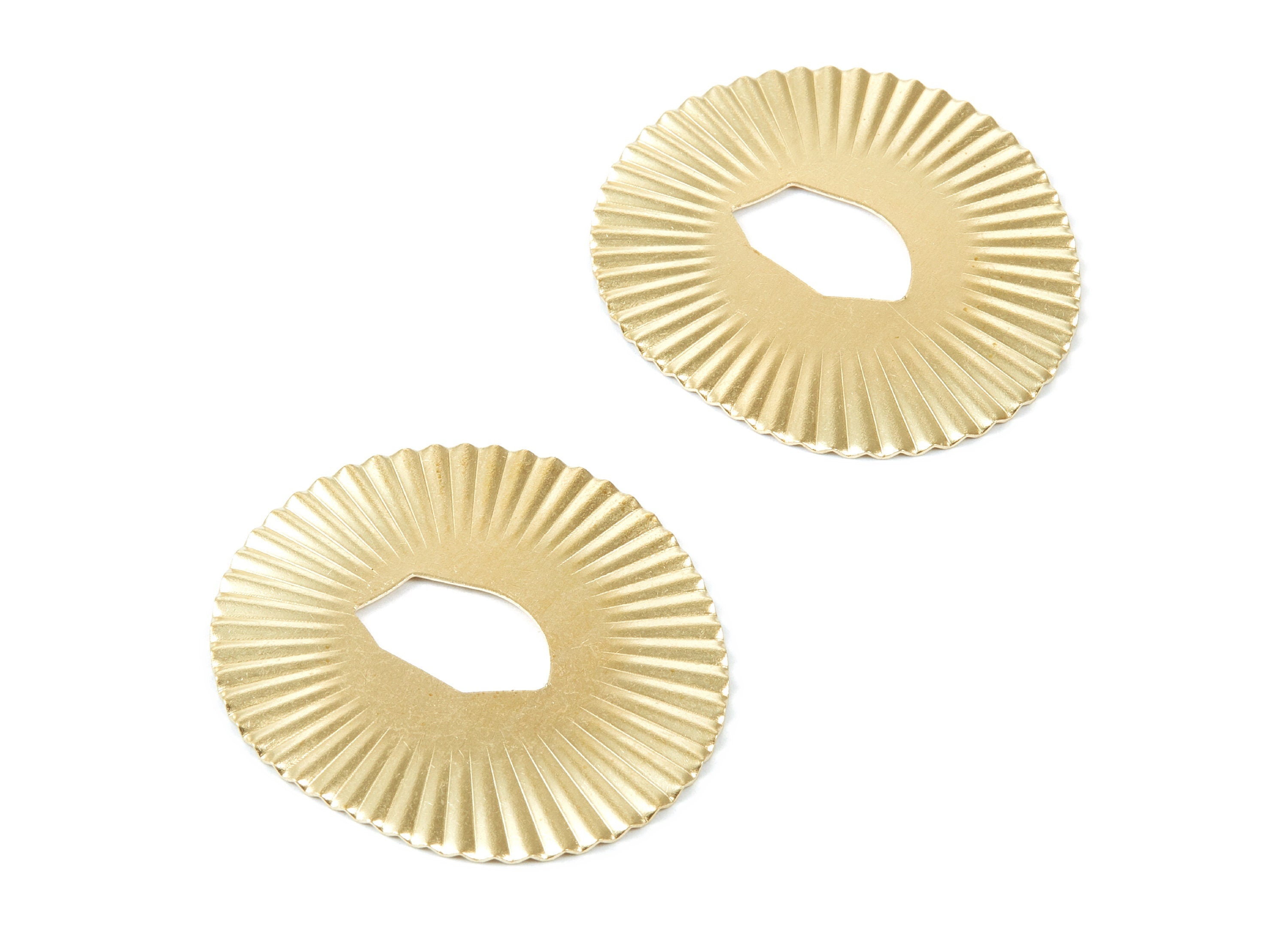 Brass Oval Charms - Oval Shaped Raw Brass Pendant - Earring Findings - Jewelry Supplies - 41.84x37.83x0.96mm - PP2113 - DOMEDBAZAAR