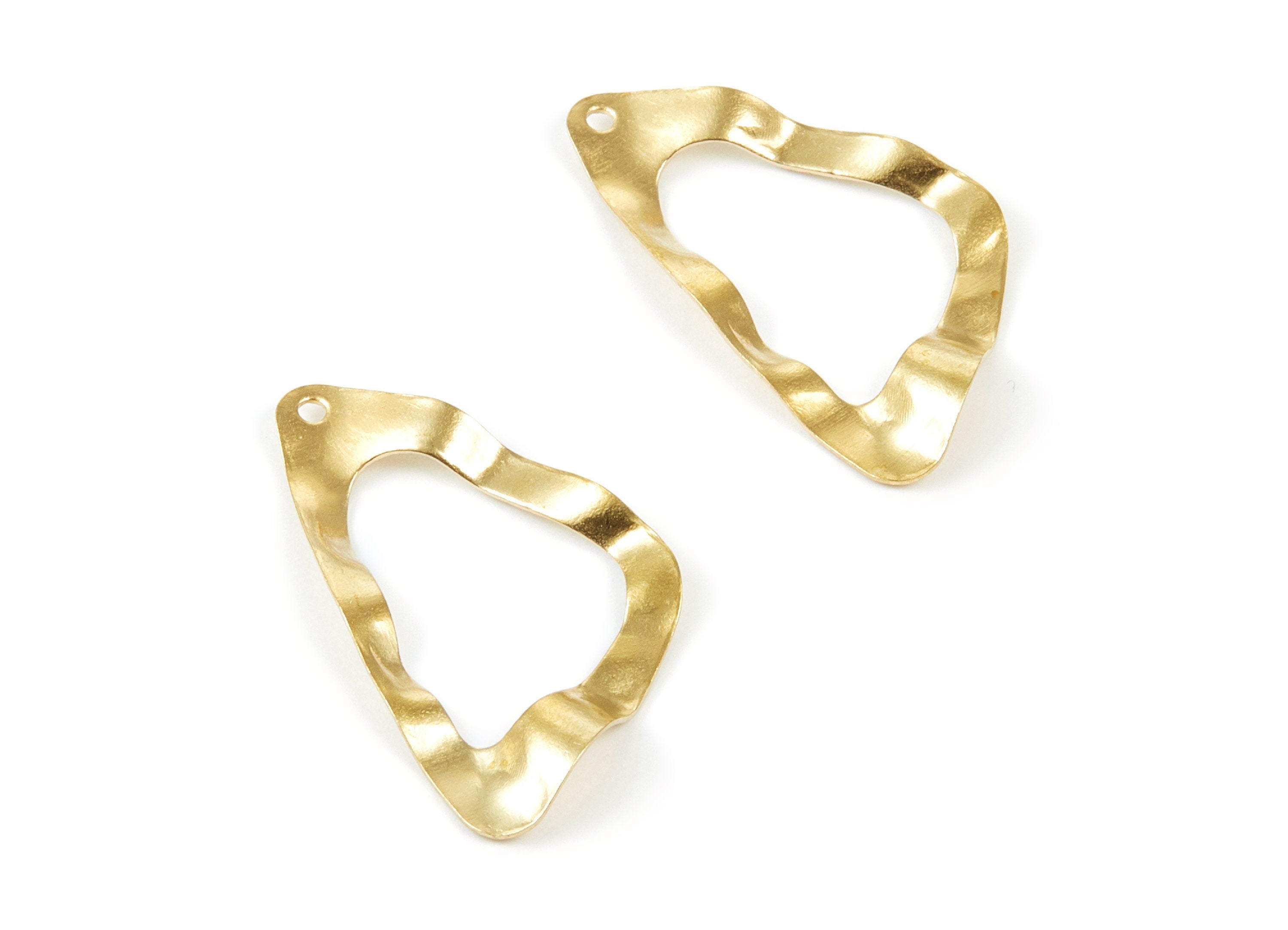 Brass Geometric Charms - Wavy Irregular Shaped Raw Brass Pendant - Jewelry Supplies - 32,94x18,4x0,64mm - PP2127 - DOMEDBAZAAR