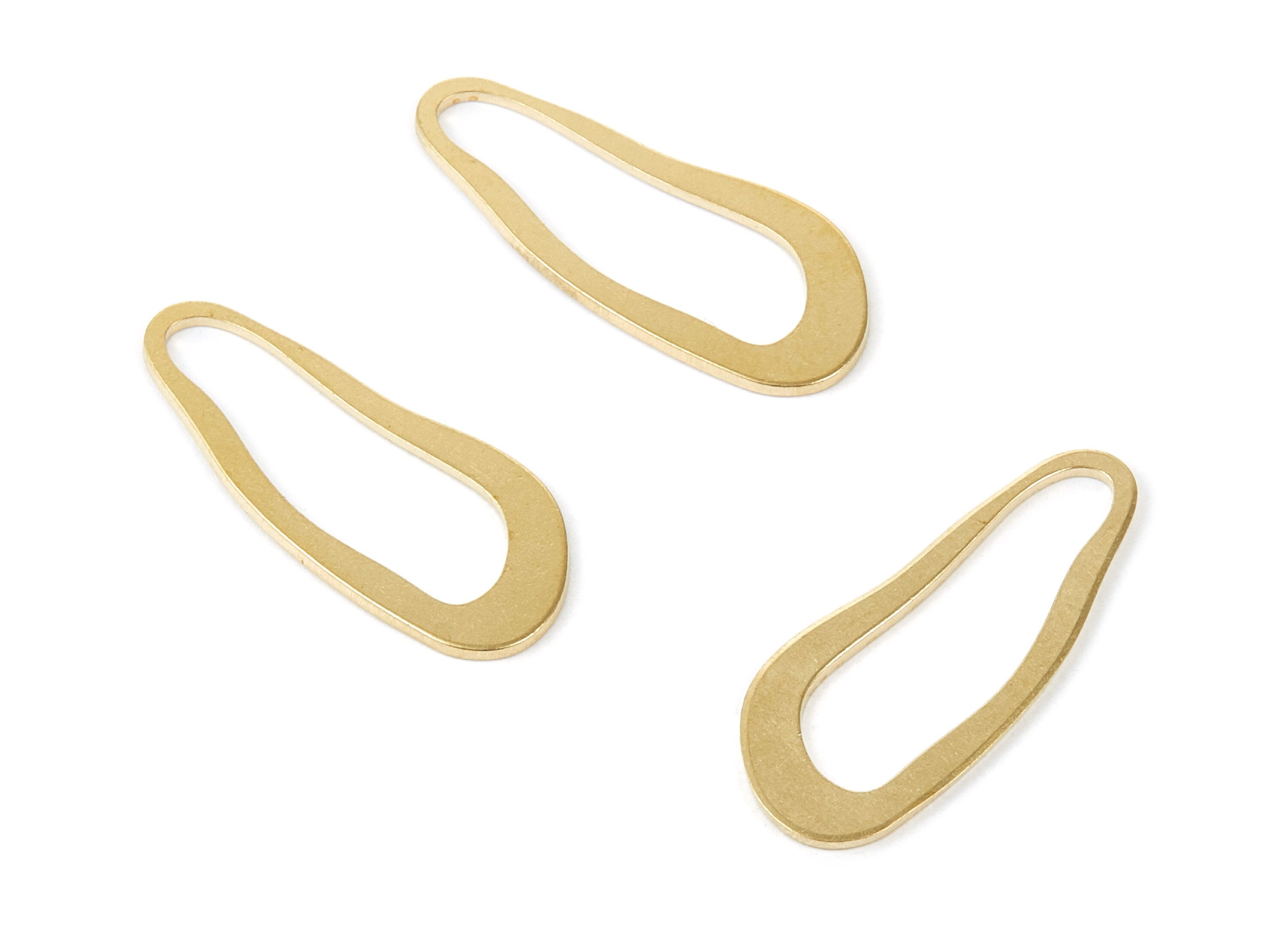 Brass Wavy Oval Charms - Wavy oval Shaped Raw Brass Pendant - Earring Findings - Jewelry Supplies - 31.5x13.05x0.97mm - PP1867 - DOMEDBAZAAR