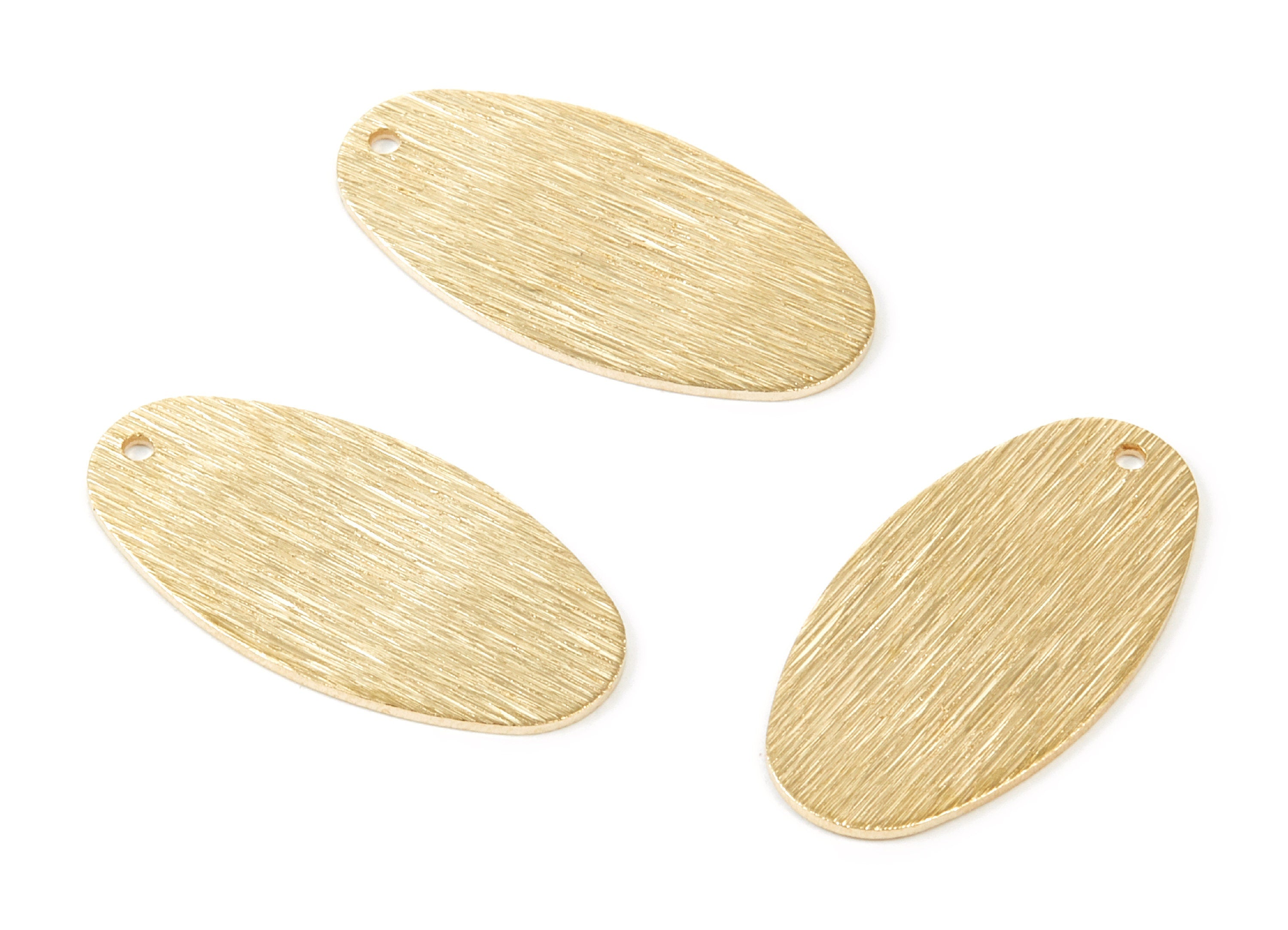 Brass Oval Charms - Oval Shaped Raw Brass Pendant - Earring Findinds - Jewelry Supplies - 29,47x15,3x0,8mm - PP1926 - DOMEDBAZAAR