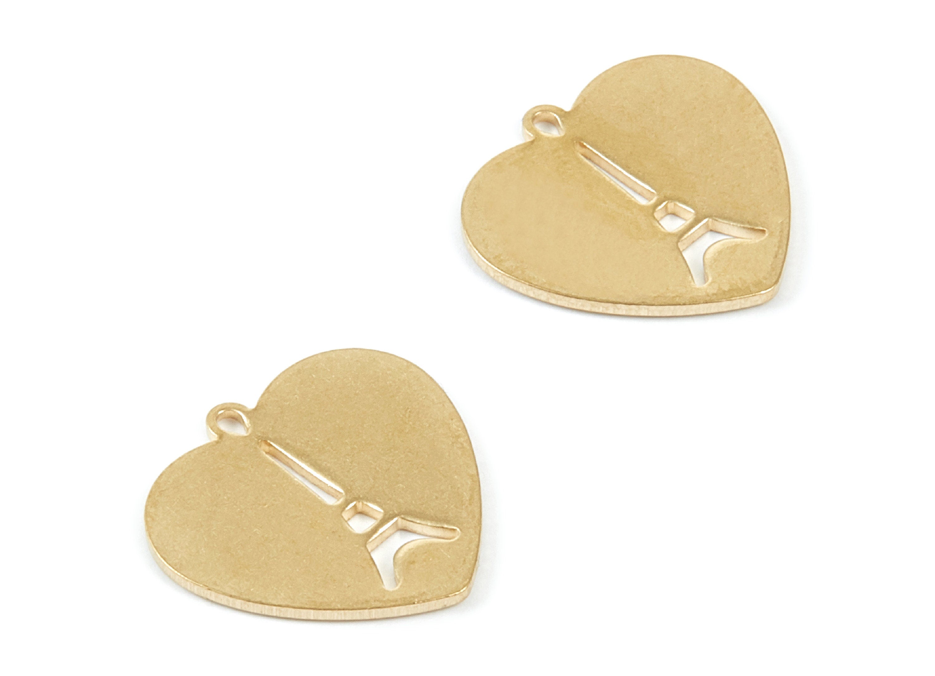 Brass Heart Charms - Heart Shpaed Raw Brass Pendant - Earring Findings - Jewelry Supplies - 17,45x16,75x1,08mm - PP1792 - DOMEDBAZAAR