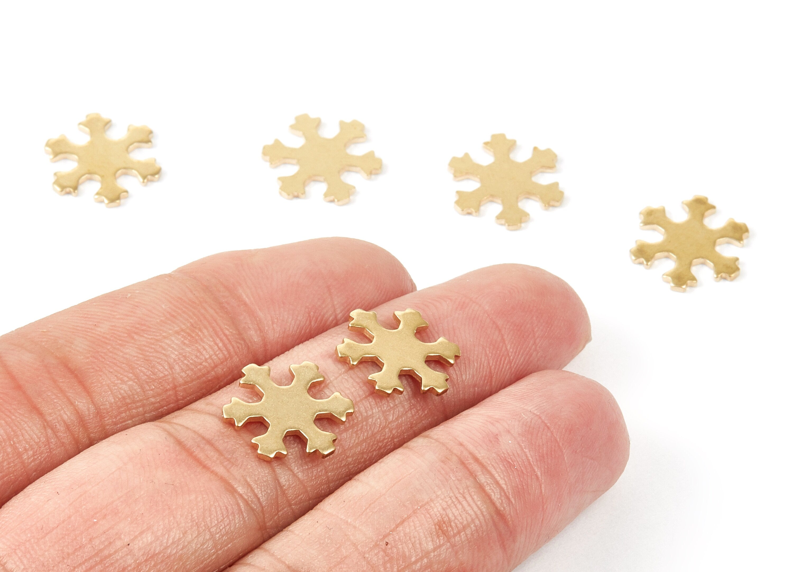 Brass Snow Charms - Snow Shaped Raw Brass pendant - Earring Findings - Jewelry Supplies - 14x12,78x1mm - PP1934 - DOMEDBAZAAR