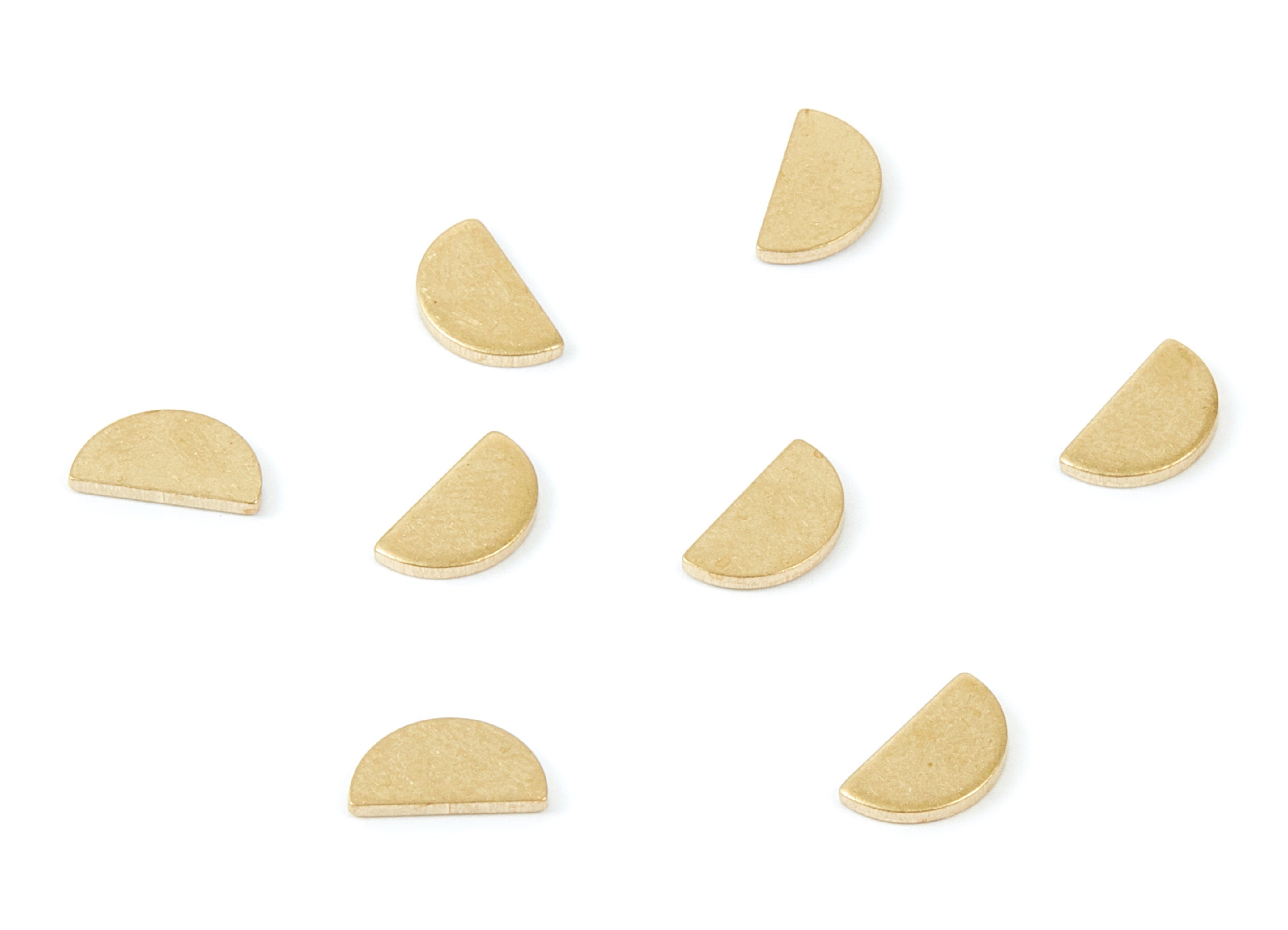 Brass Half Moon Charms - Semicircle Shaped Raw Brass pendant - Earring Findings - Jewelry Supplies - 9x5x1mm - PP1935 - DOMEDBAZAAR