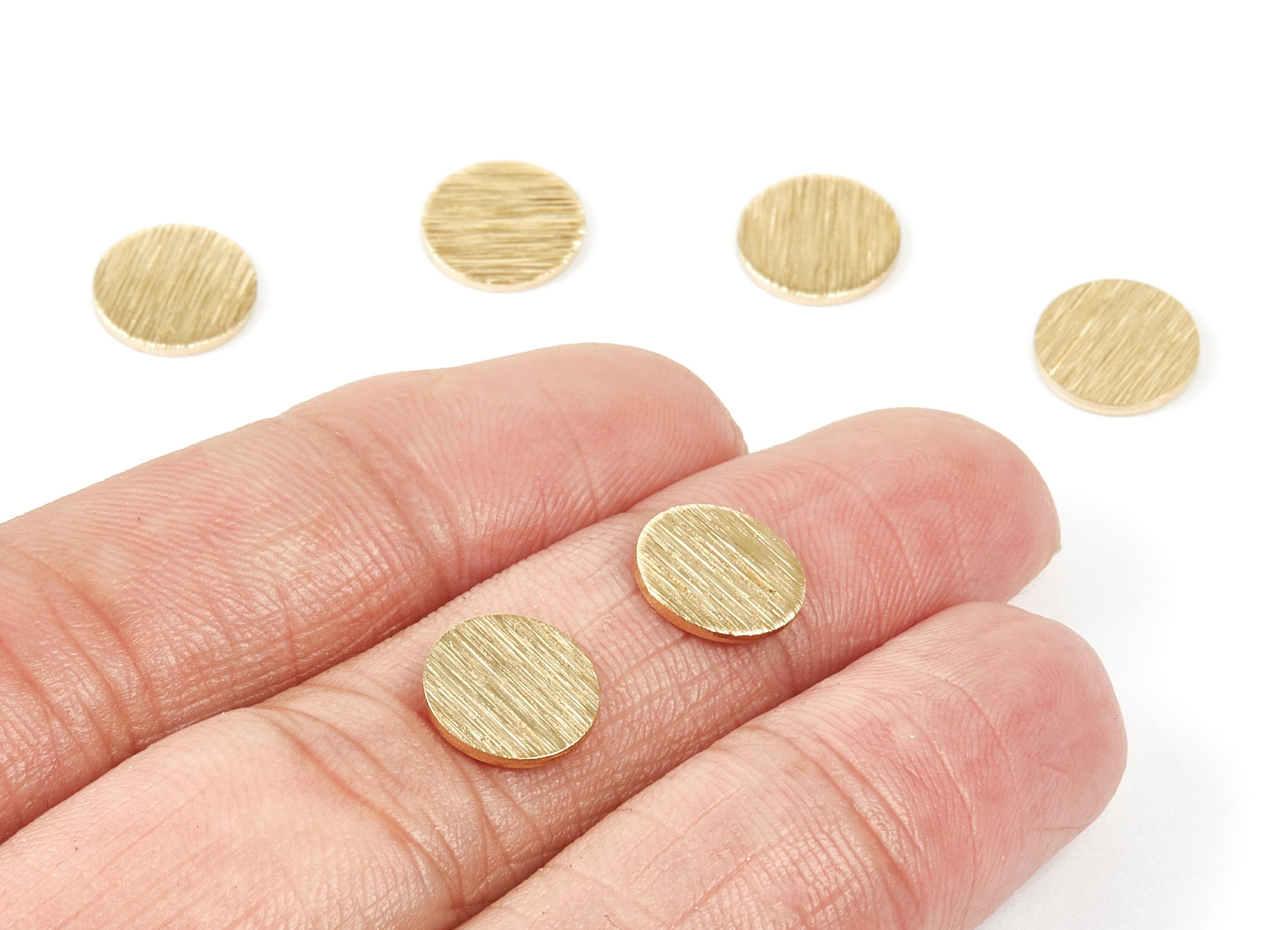 Brass Textured Round Charms - Textured Round Shaped Raw Brass pendant - Earring Findings - Jewelry Supplies - 10x10x1mm - PP1982 - DOMEDBAZAAR