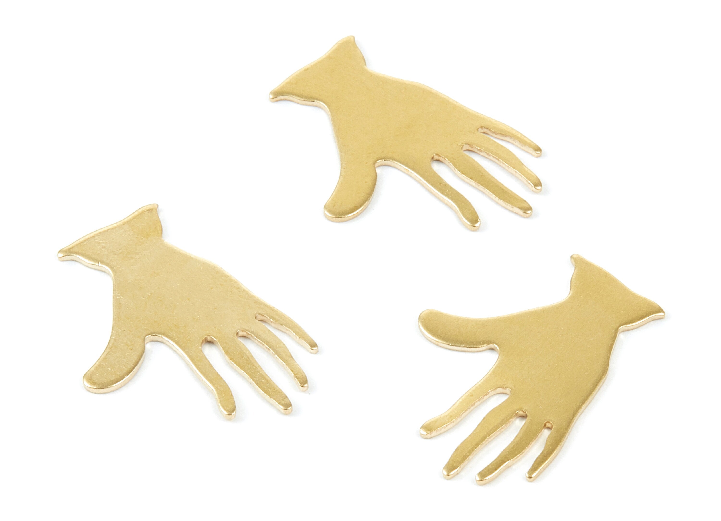 Brass Hand Charms - Hand Shaped Raw Brass pendant - Earring Findings - Jewelry Supplies - 25,37x17,17x0,82mm - PP2023 - DOMEDBAZAAR