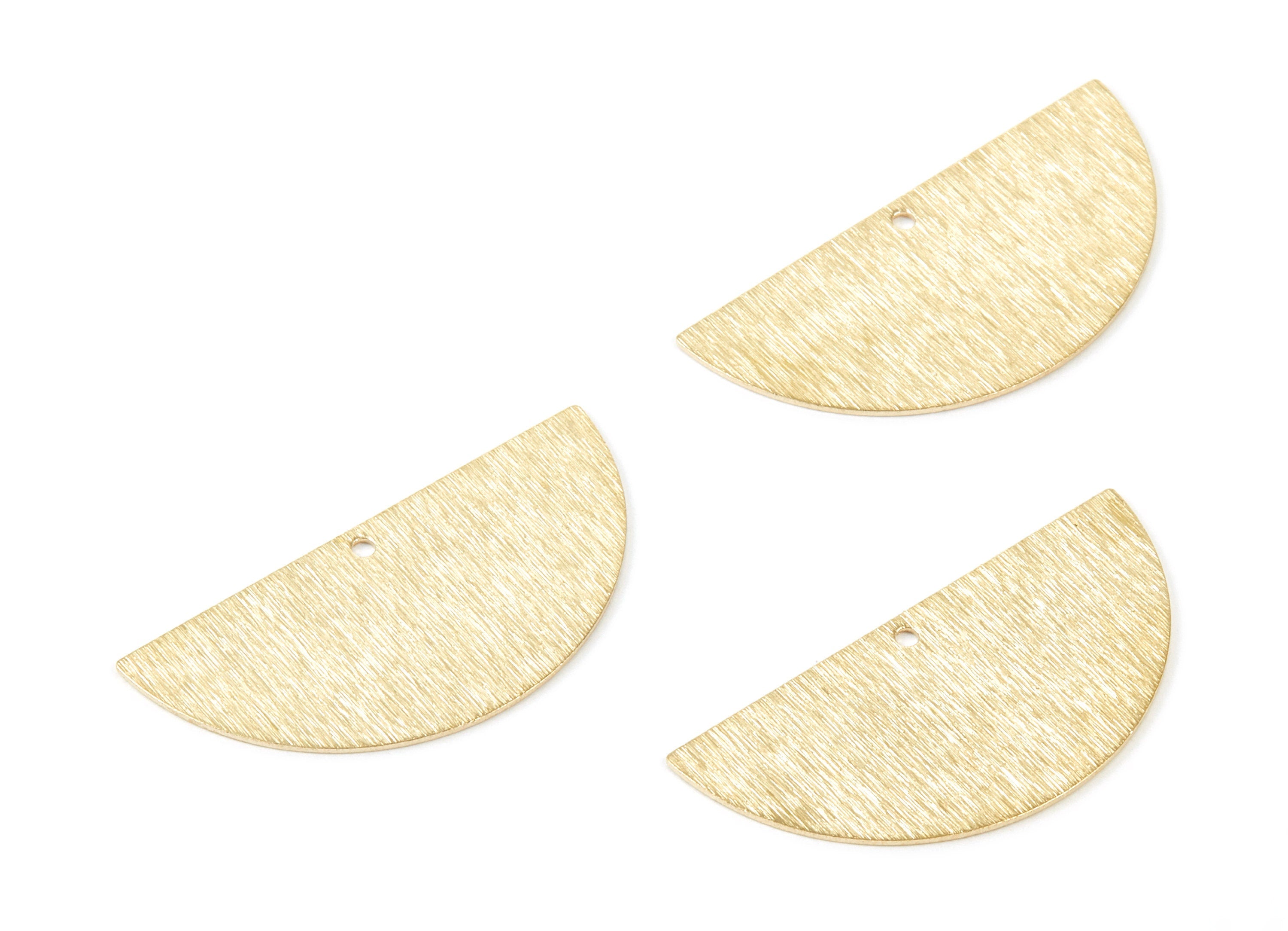 Brass Half Moon Textured Charms - Half Moon Raw Brass Pendants - Earring Findings - Jewelry Supplies - 35,95x17,53x0,6mm - PP2115 - DOMEDBAZAAR