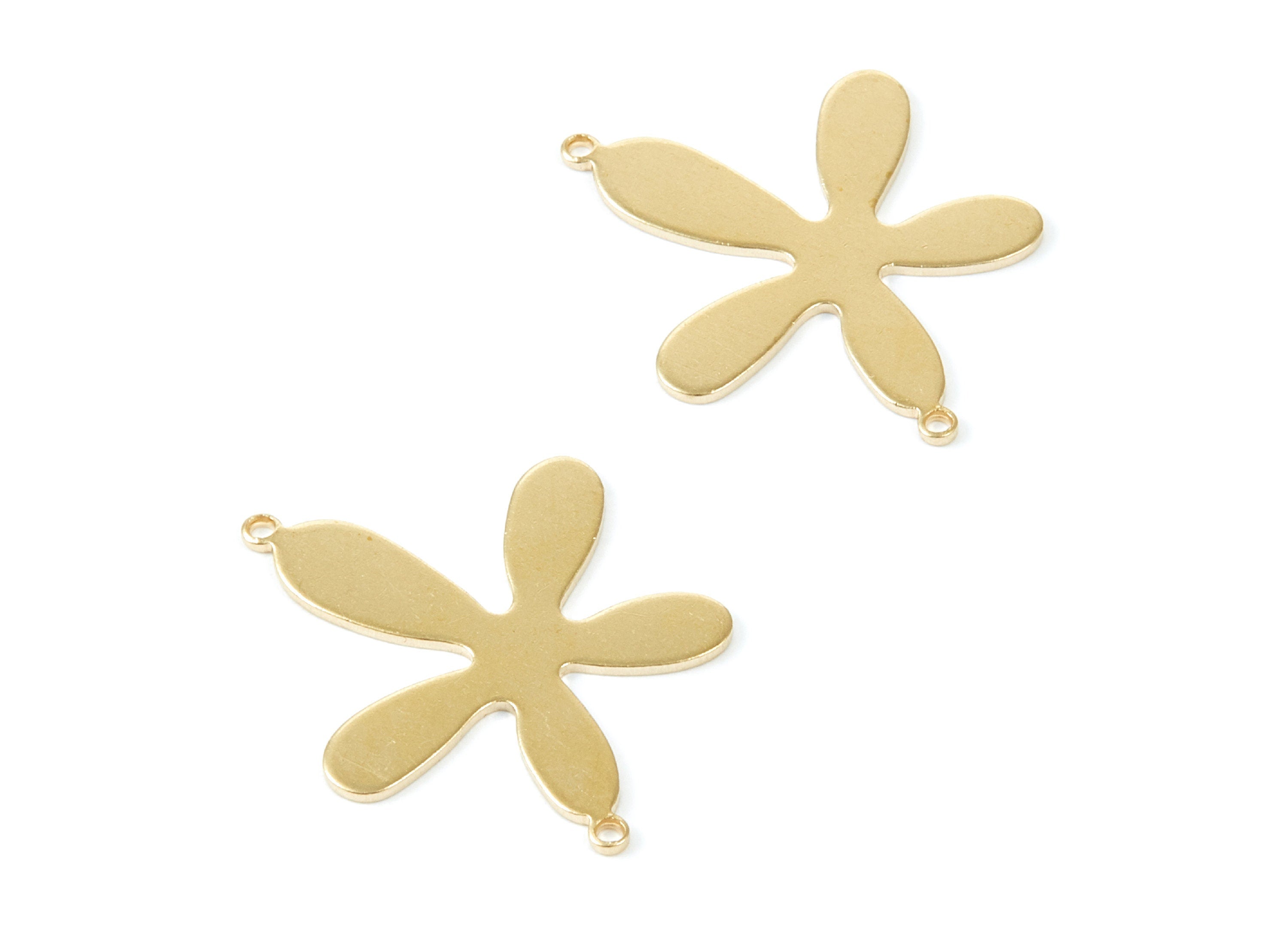 Brass Flower Charms - Flower Shaped Raw Brass Connector with 2 Holes - Jewelry Supplies - 25,8x24,45x0,8mm - PP1845 - DOMEDBAZAAR