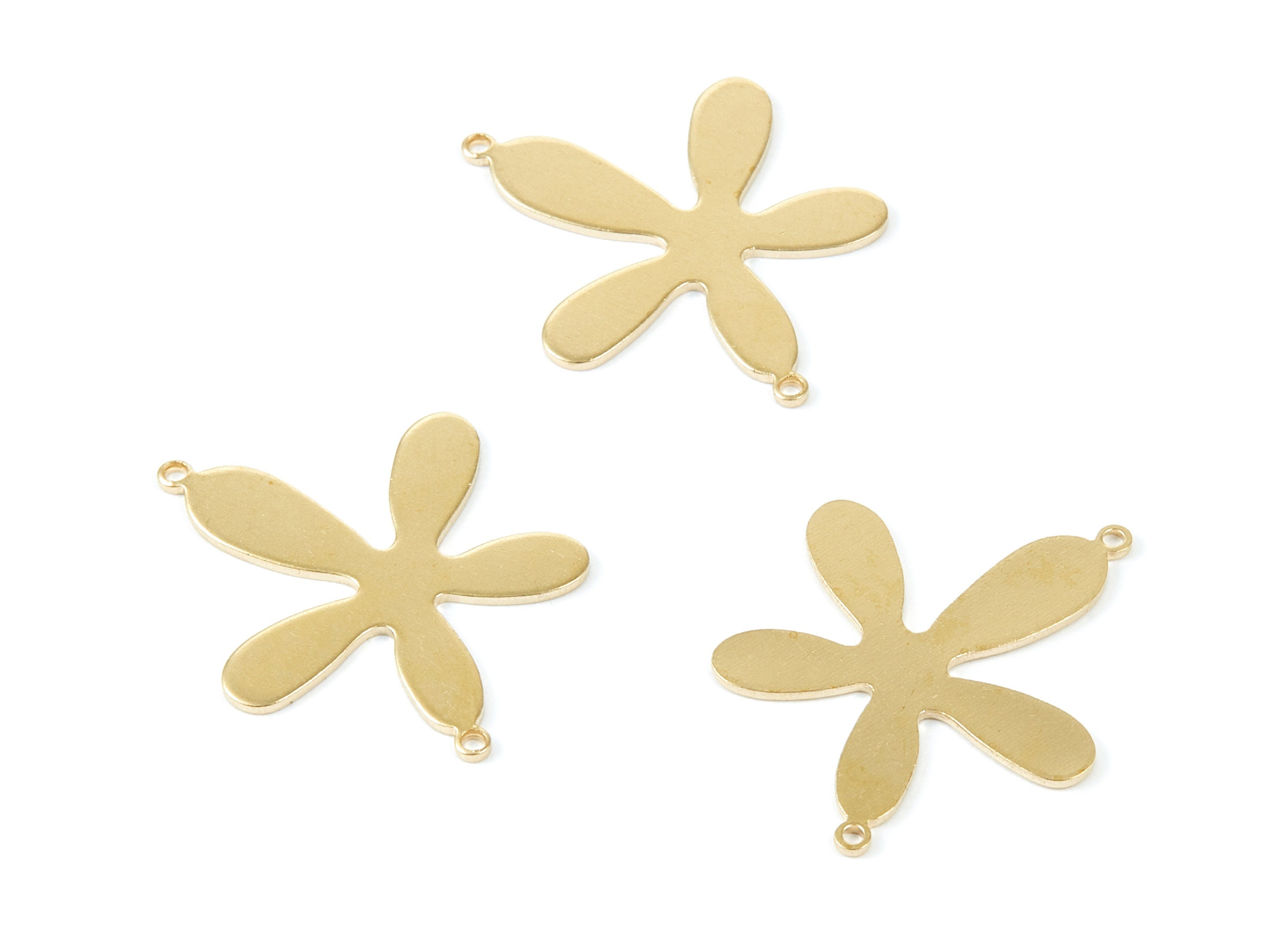 Brass Flower Charms - Flower Shaped Raw Brass Connector with 2 Holes - Jewelry Supplies - 25,8x24,45x0,8mm - PP1845 - DOMEDBAZAAR