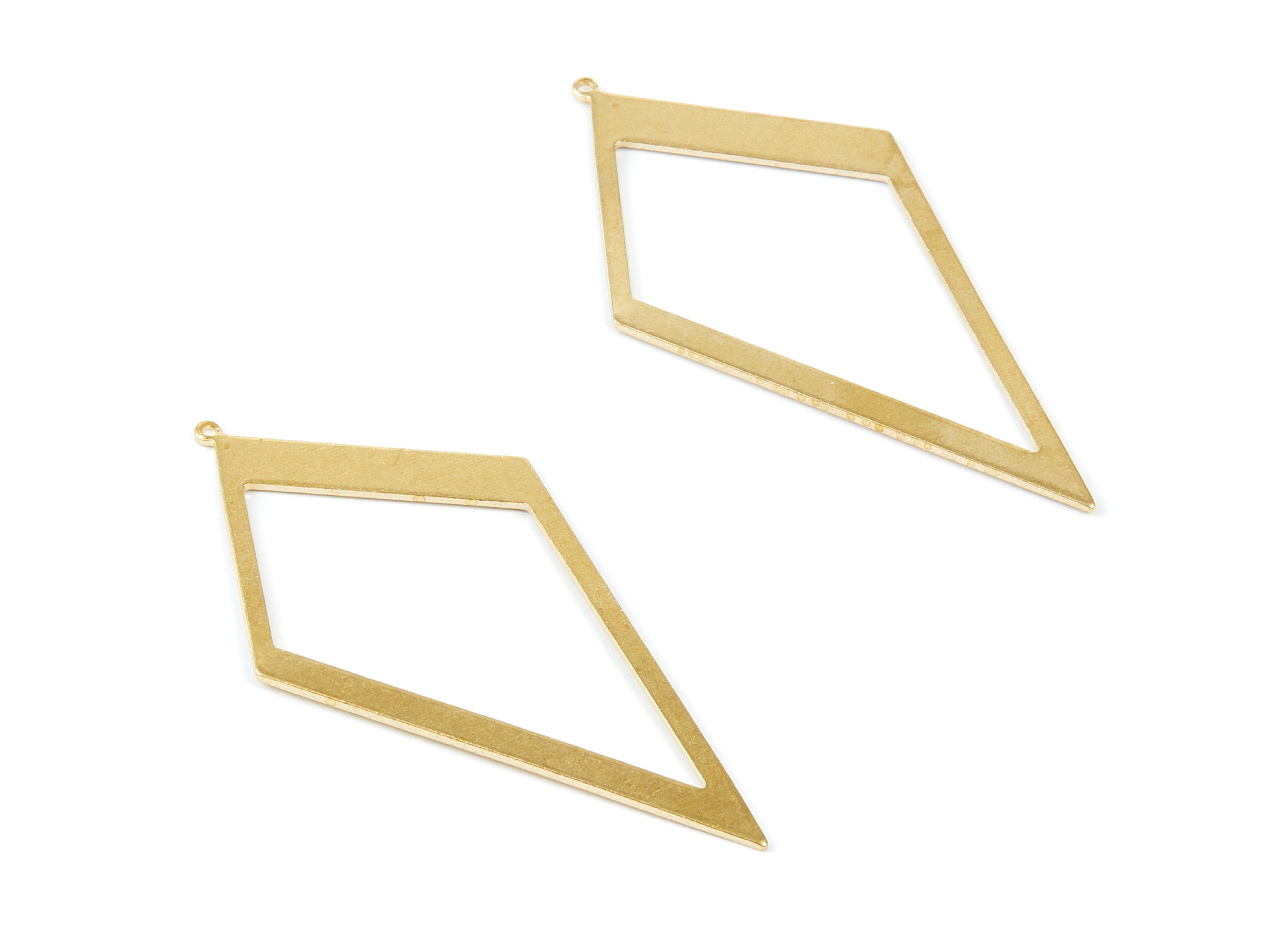Brass Rhombic Charms - Diamond shaped Raw Brass Pendant - Earring Finddings - Jewelry Supplies - 51,6x25,95x0,81mm - PP2049 - DOMEDBAZAAR
