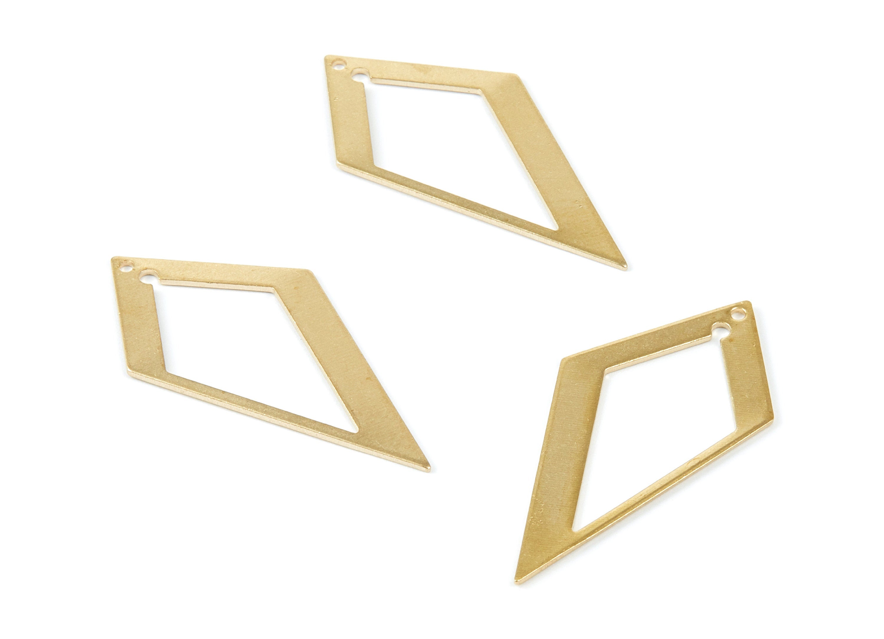 Brass Rhombic Charms - Diamond shaped Raw Brass Pendant - Earring Finddings - Jewelry Supplies - 39,58x18,04x0,9mm - PP2050 - DOMEDBAZAAR