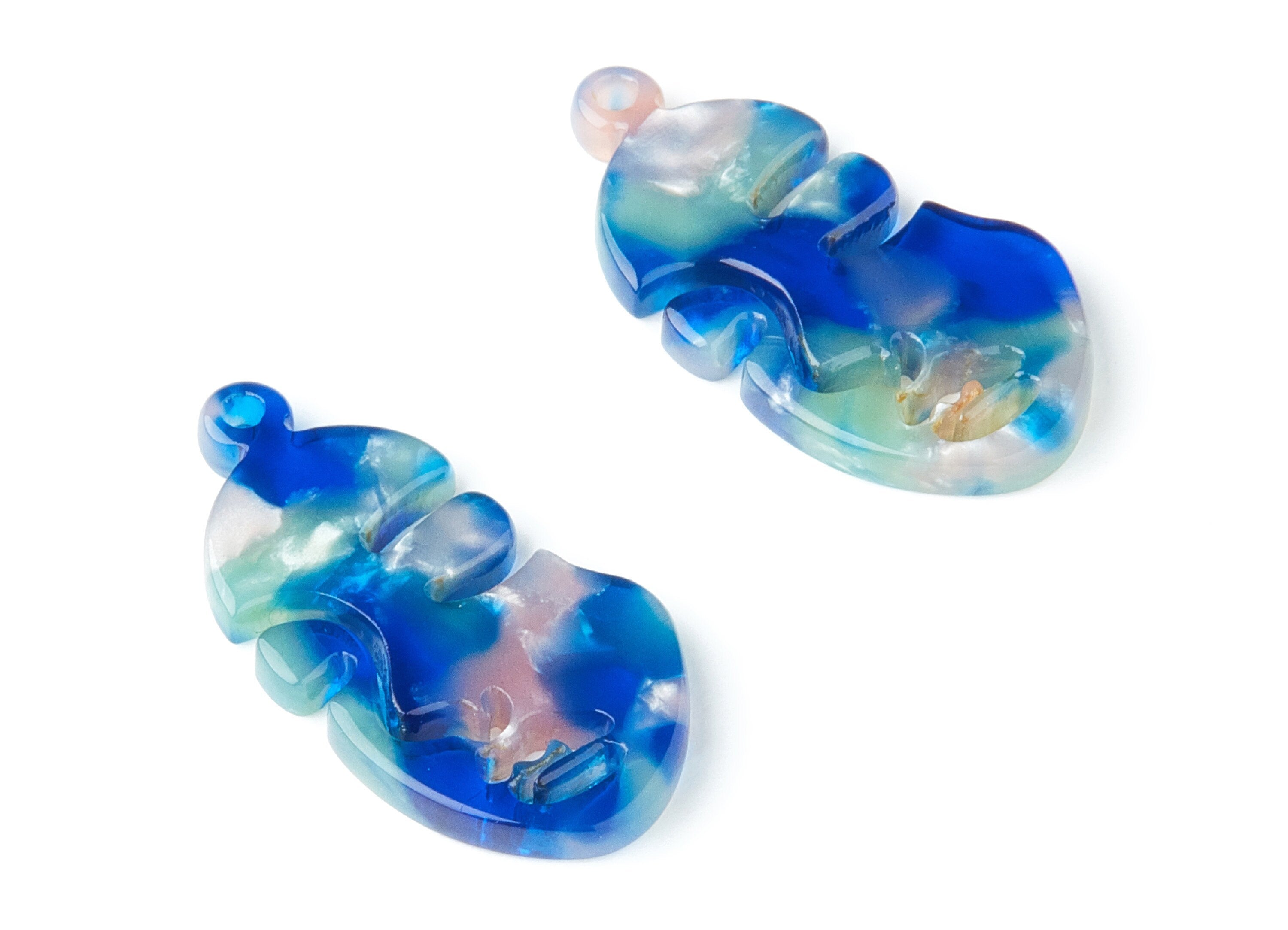 Acetate Face Earring Charms - Face Shaped Pendant - Earring Findings - Jewelry Supplies - Color Code:A37 - 33.56x17.33x2.94mm - AC1369F - DOMEDBAZAAR
