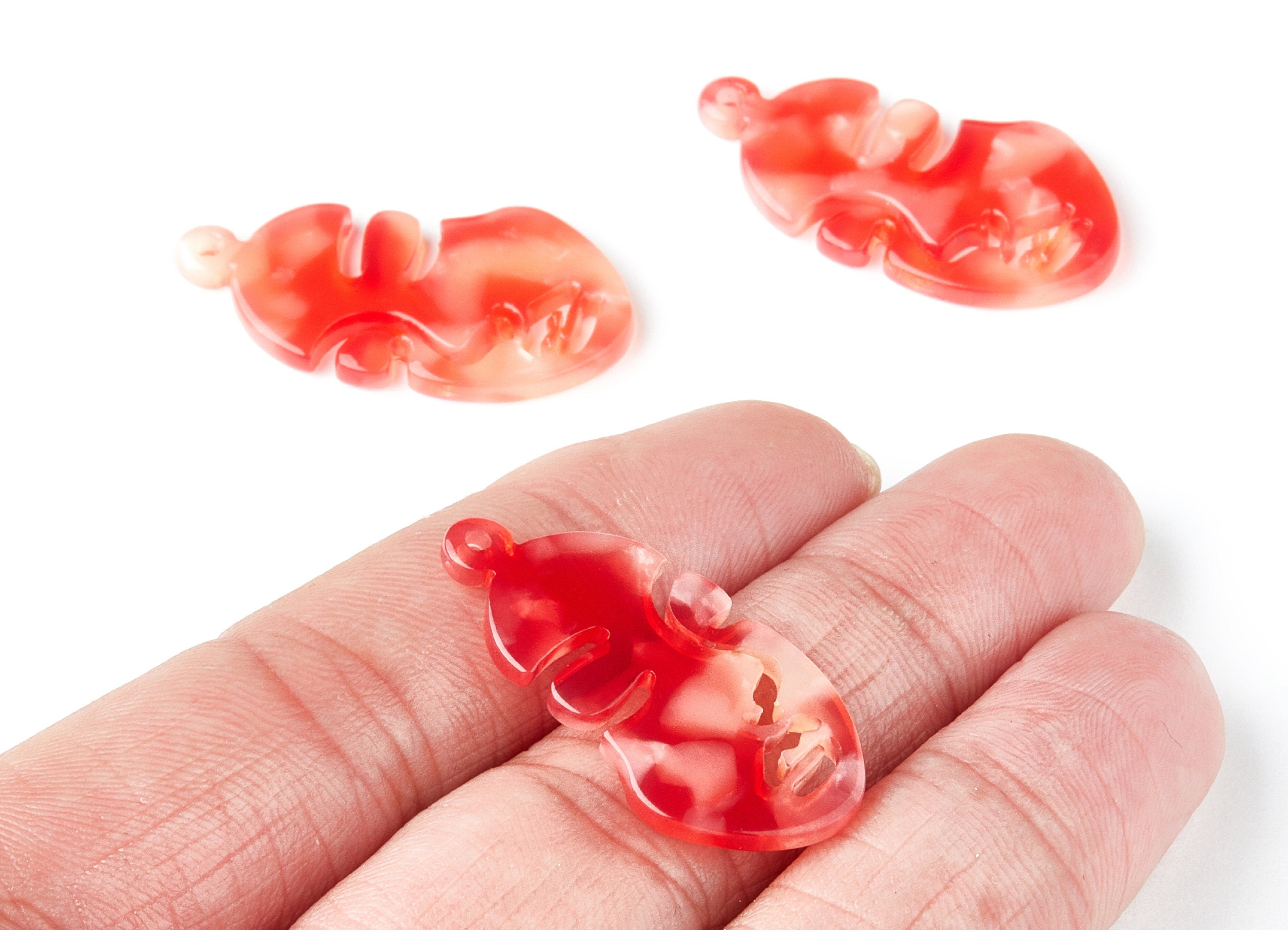 Acetate Face Earring Charms - Face Shaped Pendant - Earring Findings - Jewelry Supplies - Color Code:A34 - 33.56x17.33x2.94mm - AC1369K - DOMEDBAZAAR