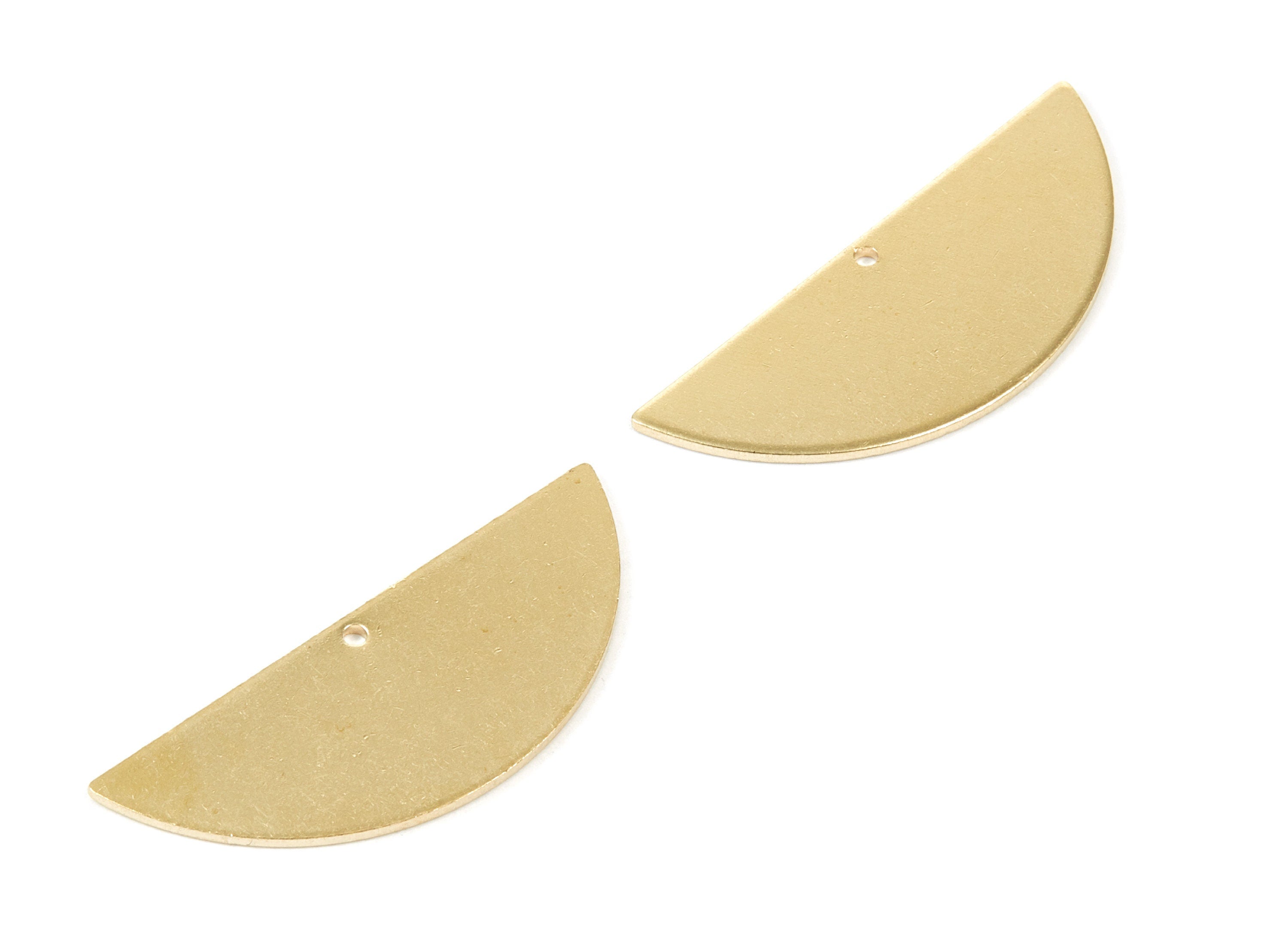 Brass Half Round Charms - Half Round Shaped Raw Brass Pedants - Earring Findings - Jewelry Supplies - 39.1x15.45x1mm - PP2119 - DOMEDBAZAAR