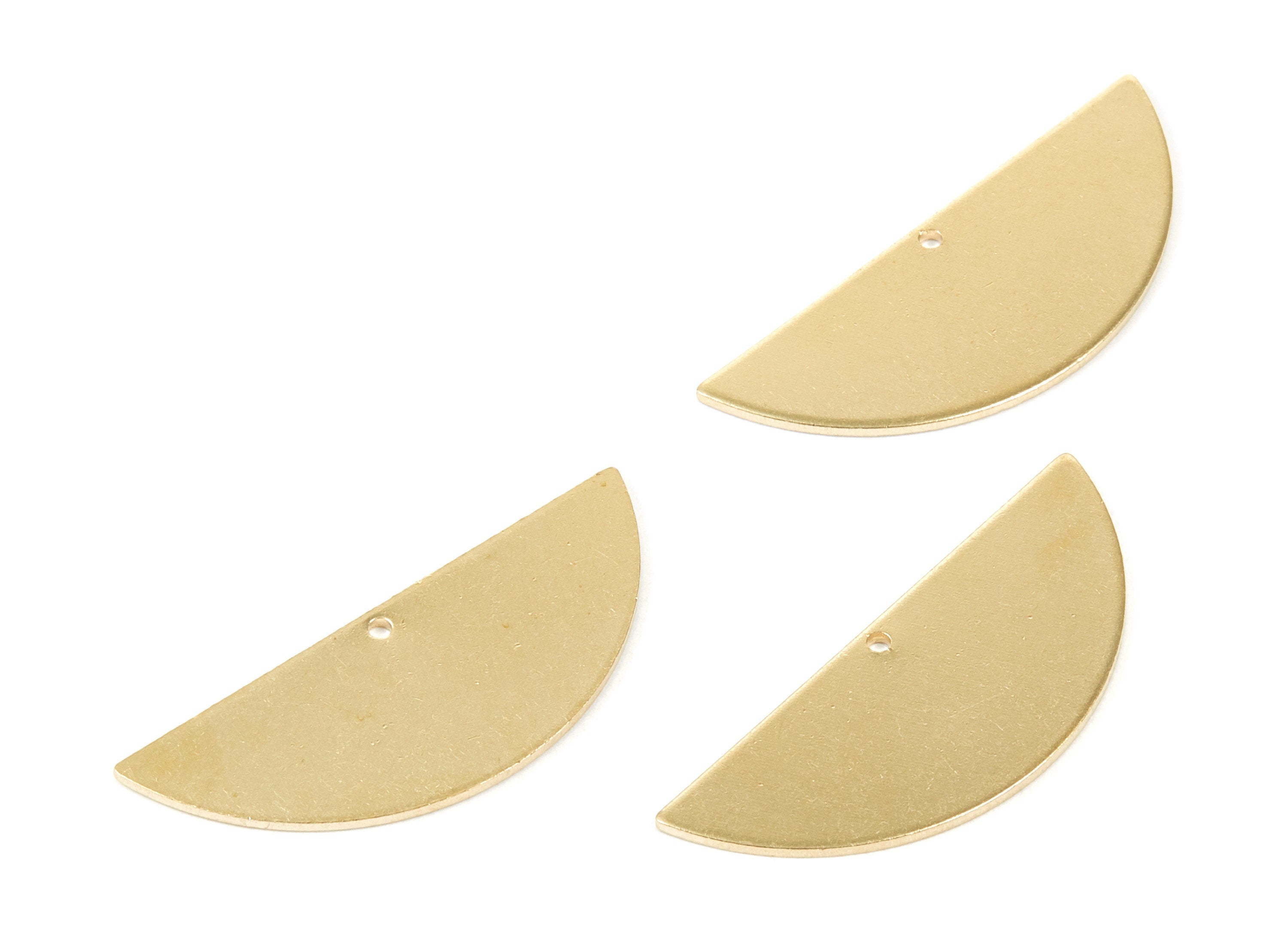 Brass Half Round Charms - Half Round Shaped Raw Brass Pedants - Earring Findings - Jewelry Supplies - 39.1x15.45x1mm - PP2119 - DOMEDBAZAAR