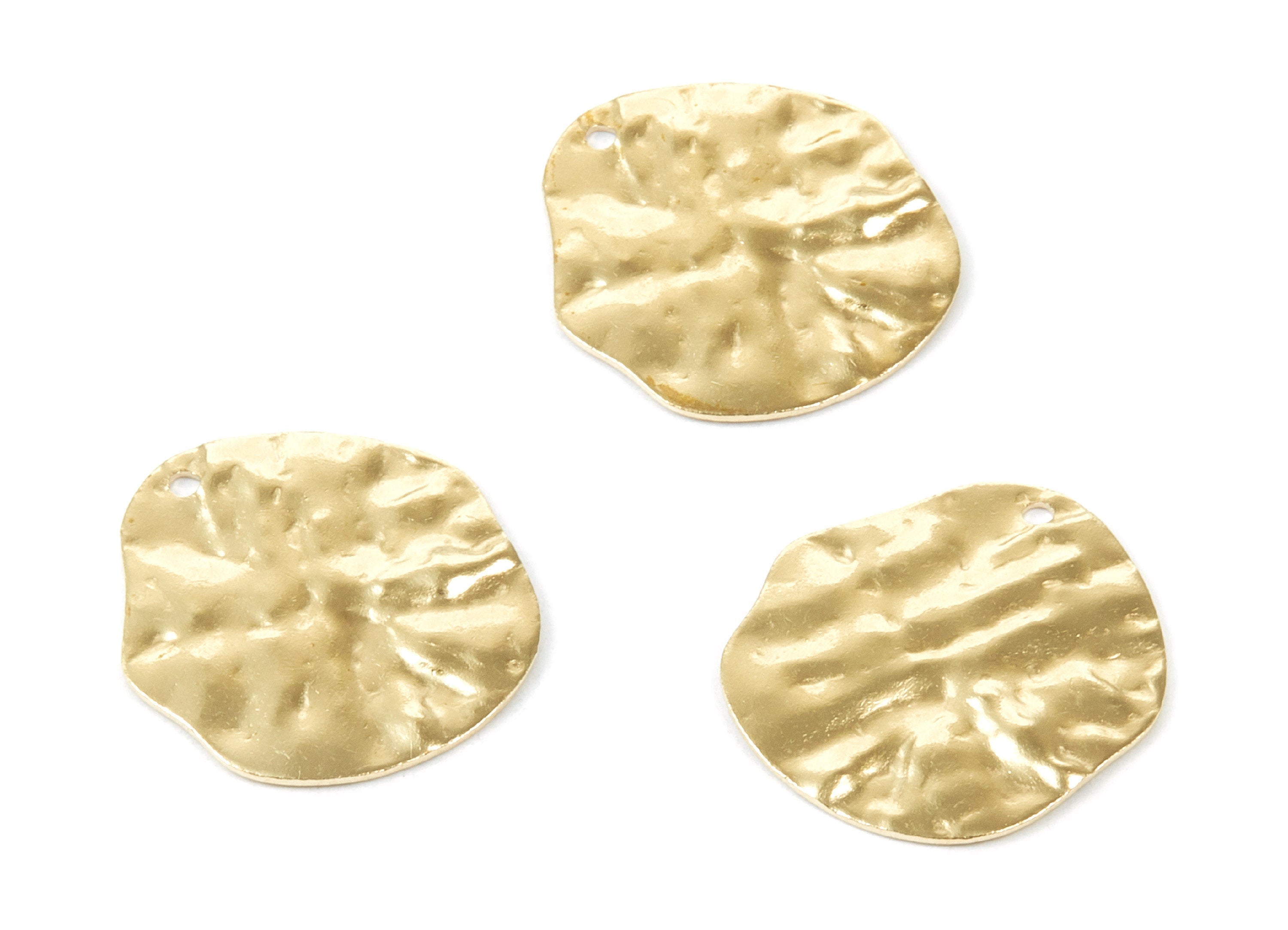 Brass Wavy Disc Charms - Wavy Disc Raw Brass Pendant - Earring Findings - Jewelry Supplies - 20.8x19.5x1.23mm - PP2126 - DOMEDBAZAAR