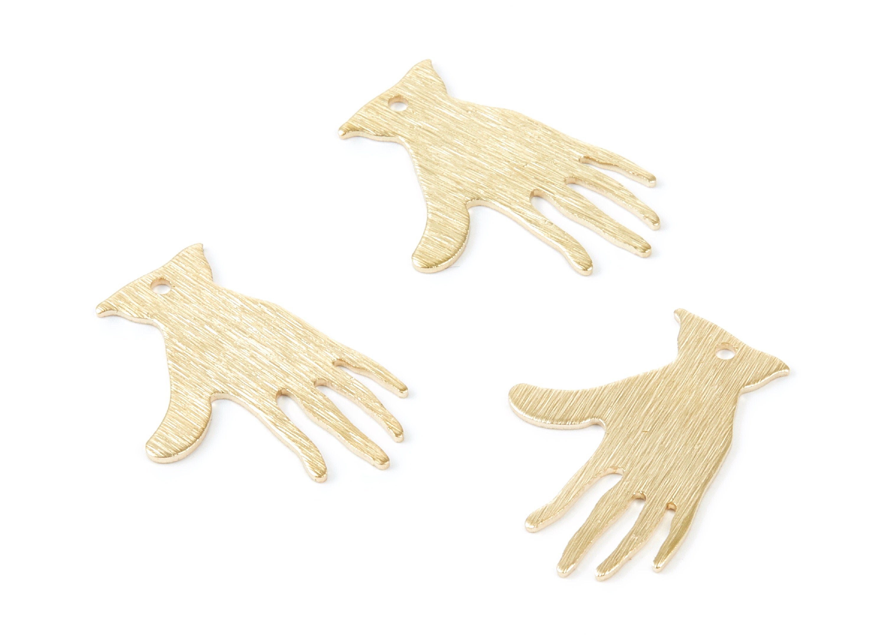 Brass Textured Hand Charms - Hand Textured Raw Brass Pendants - Earring Findings - Jewellery Supplies - 25,5x17,1x0,78mm - PP2007 - DOMEDBAZAAR