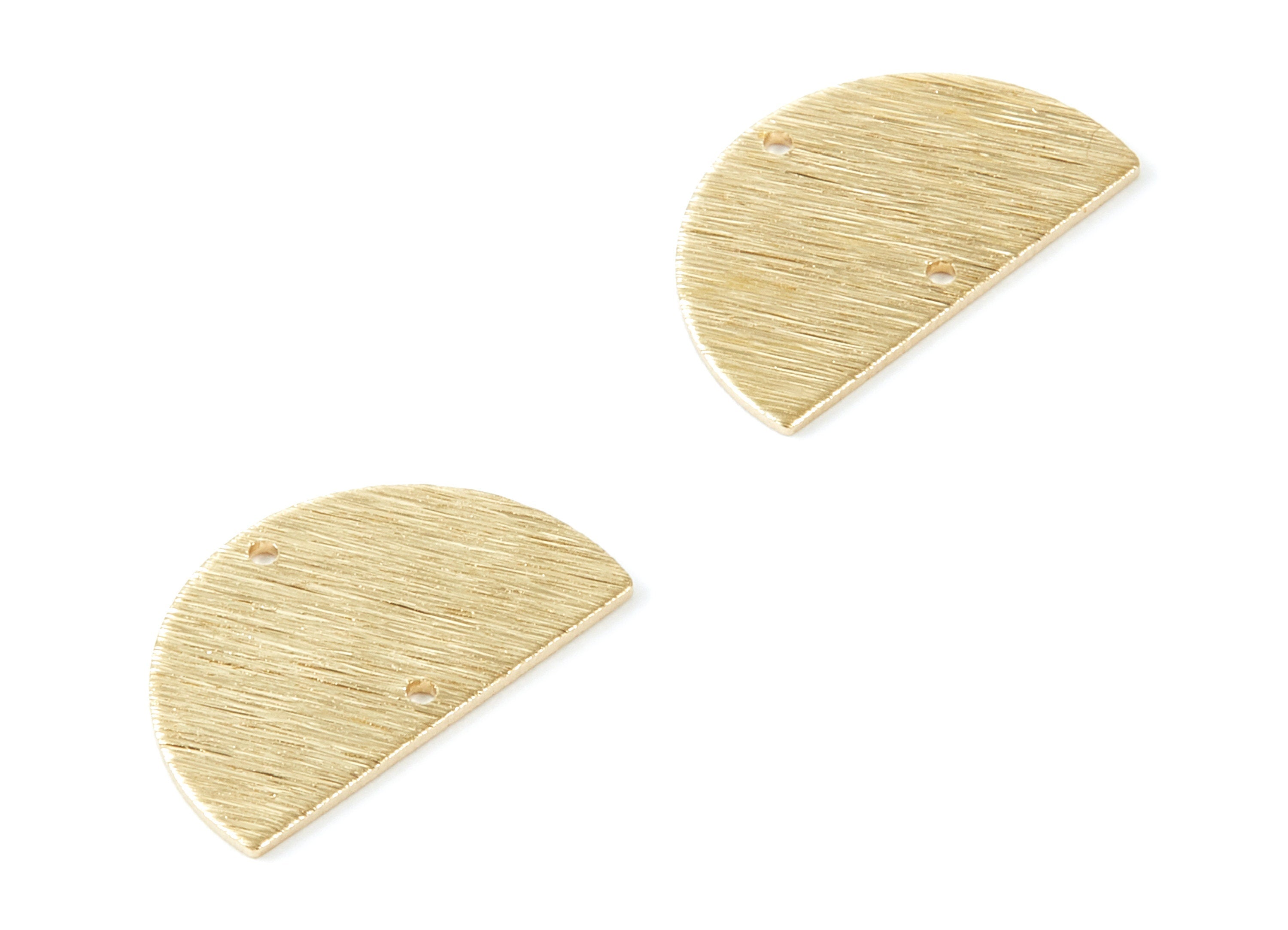Brass Textured Charms - Textured Half Round Raw Brass Pendant - Brass Connectors With 2 Holes - Jewelry Supplies - 21,4x13x0,85mm - PP2008 - DOMEDBAZAAR