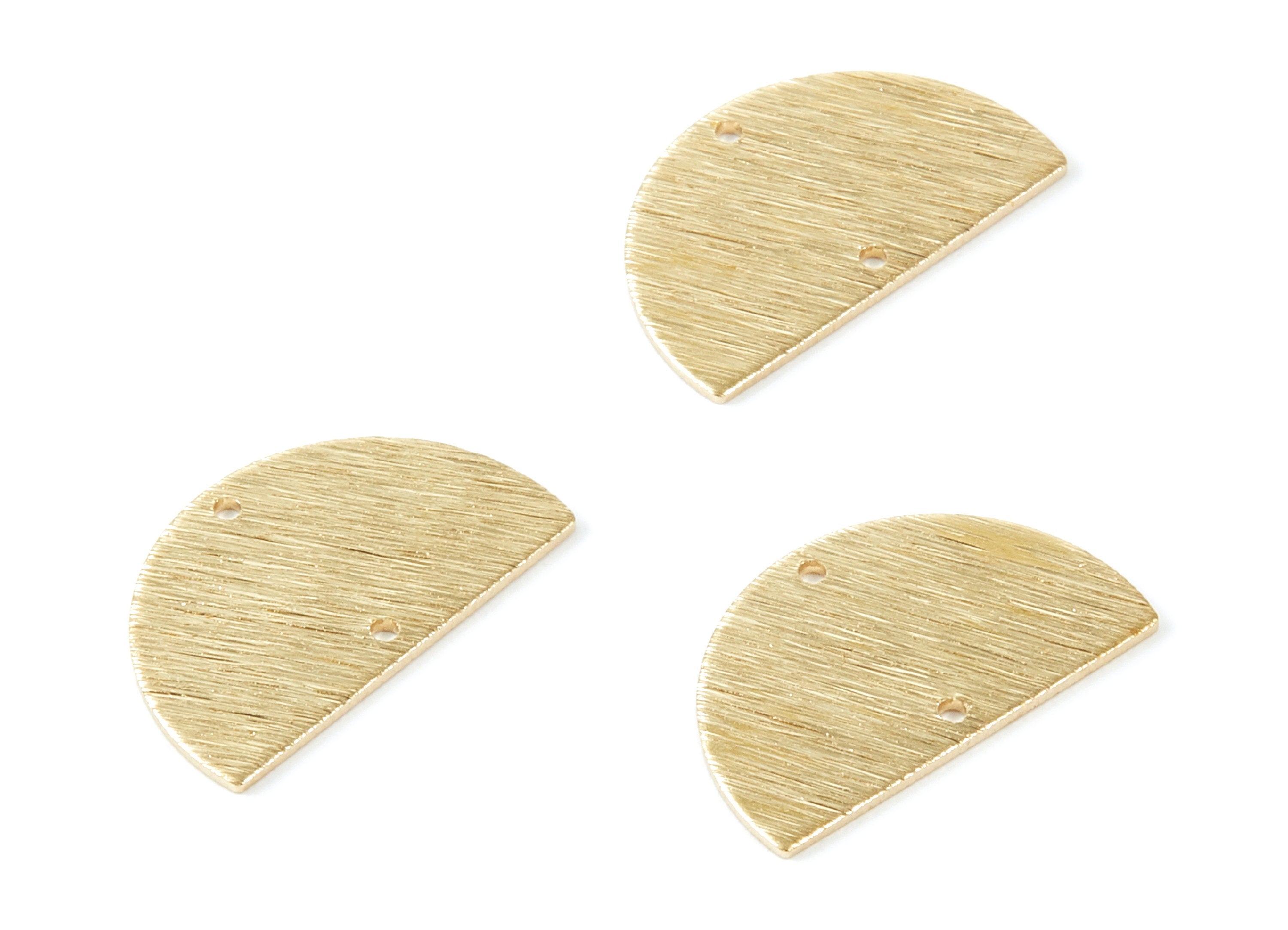 Brass Textured Charms - Textured Half Round Raw Brass Pendant - Brass Connectors With 2 Holes - Jewelry Supplies - 21,4x13x0,85mm - PP2008 - DOMEDBAZAAR