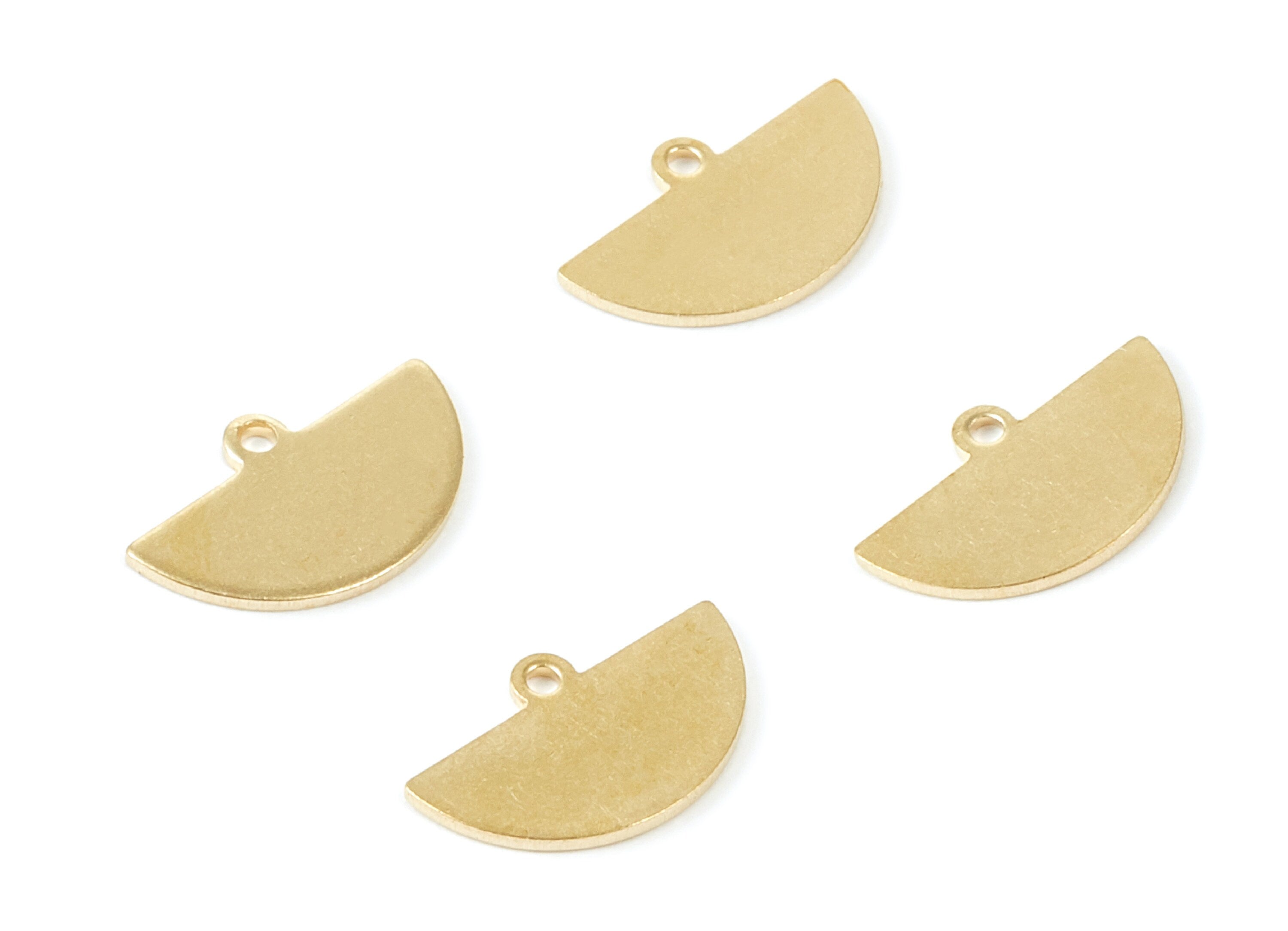 Brass Half Round Charms - Half Round Raw Brass Pendant - Brass Earring Findings - Jewelry Supplies - 14,47x8,9x0,8mm - PP2009 - DOMEDBAZAAR