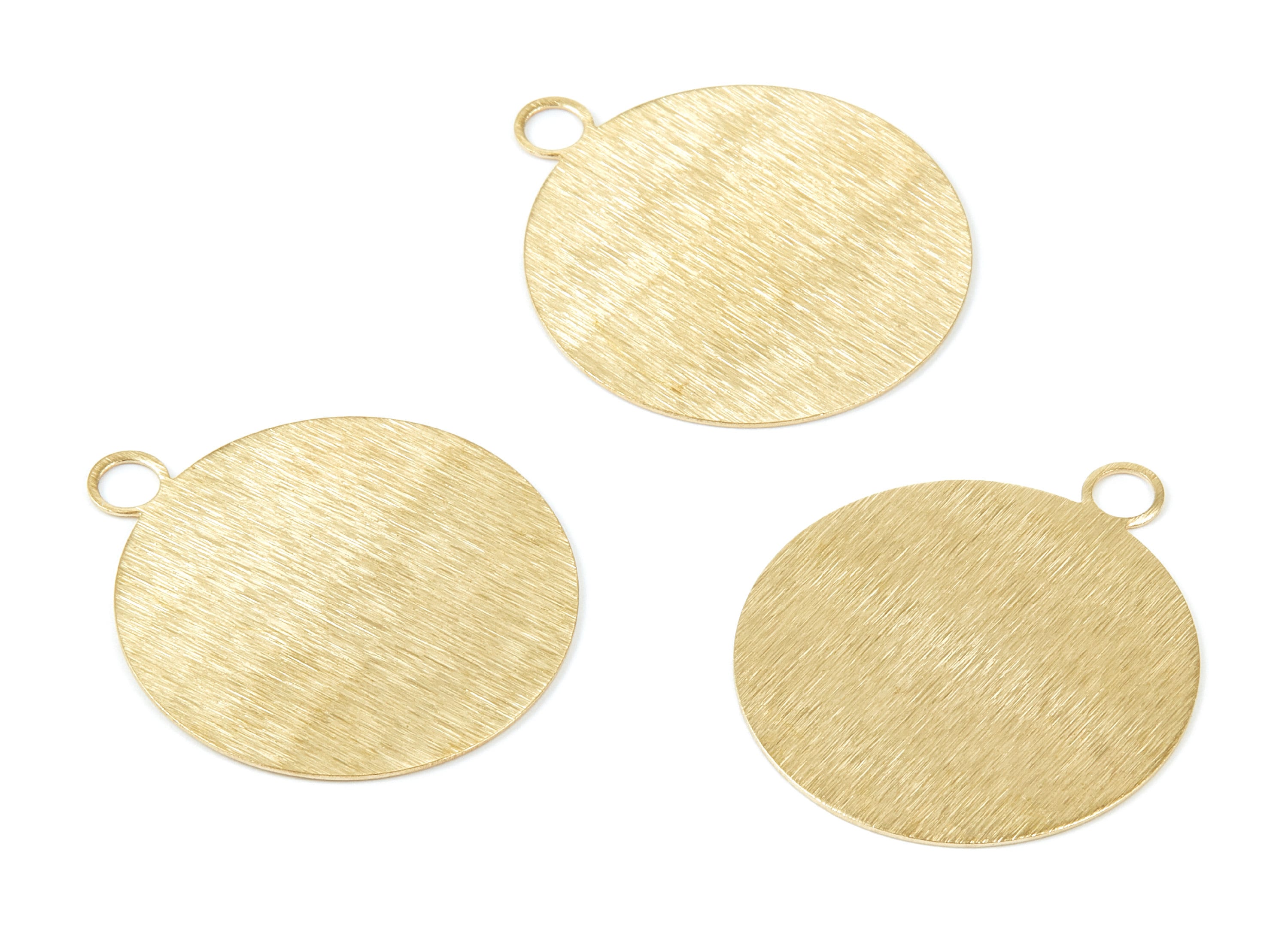 Brass Round Charms - Round Textured Raw Brass Pendant - Brass Earring Findings - Jewelry Supplies - 35x30x0,6mm - PP2013 - DOMEDBAZAAR