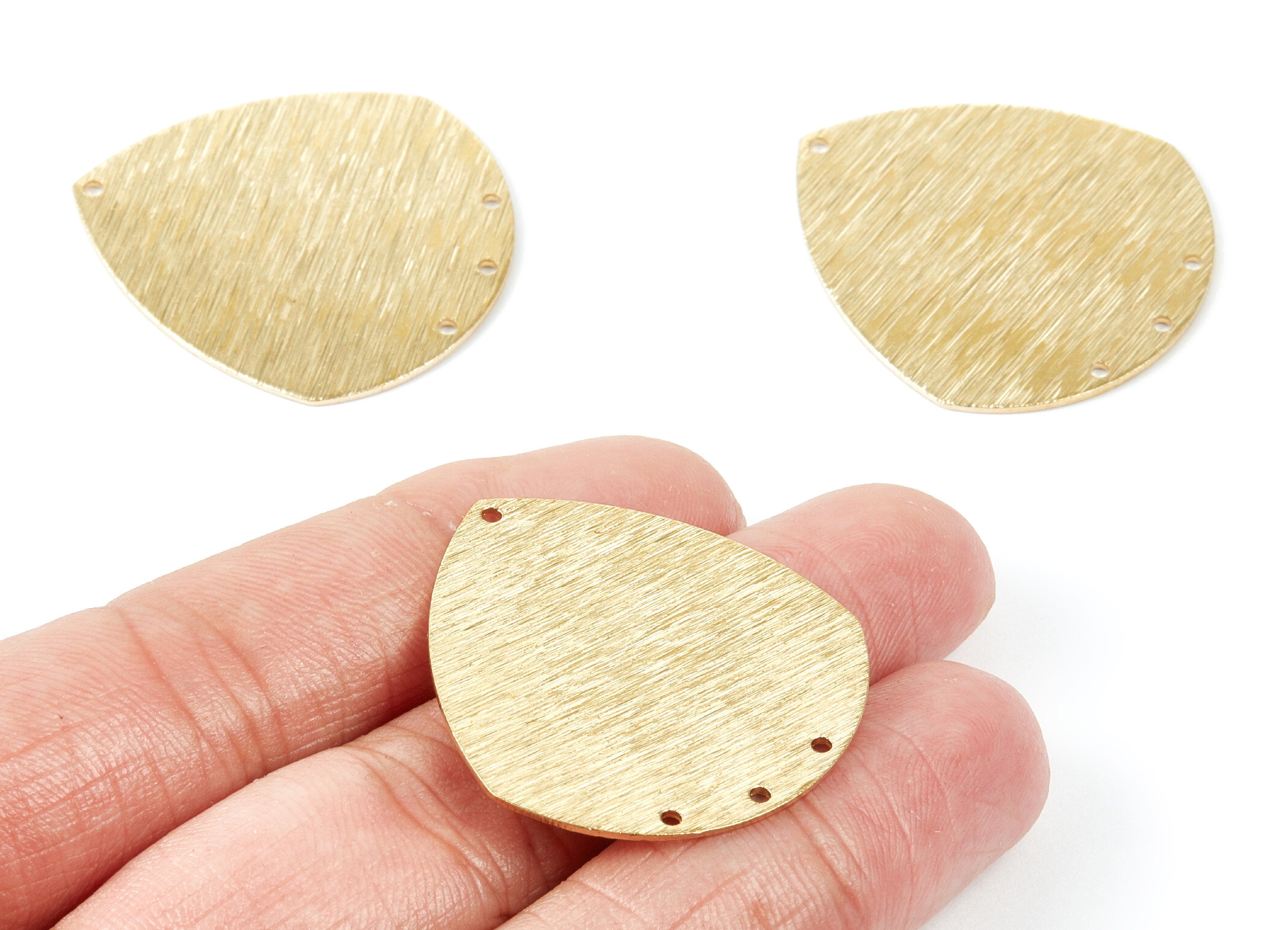 Brass Textured Oval Charms - Oval Textured Raw Brass Pendant - Connectors With 4 Holes - Jewelry Supplies - 35,64x32,9x0,85mm - PP2014 - DOMEDBAZAAR