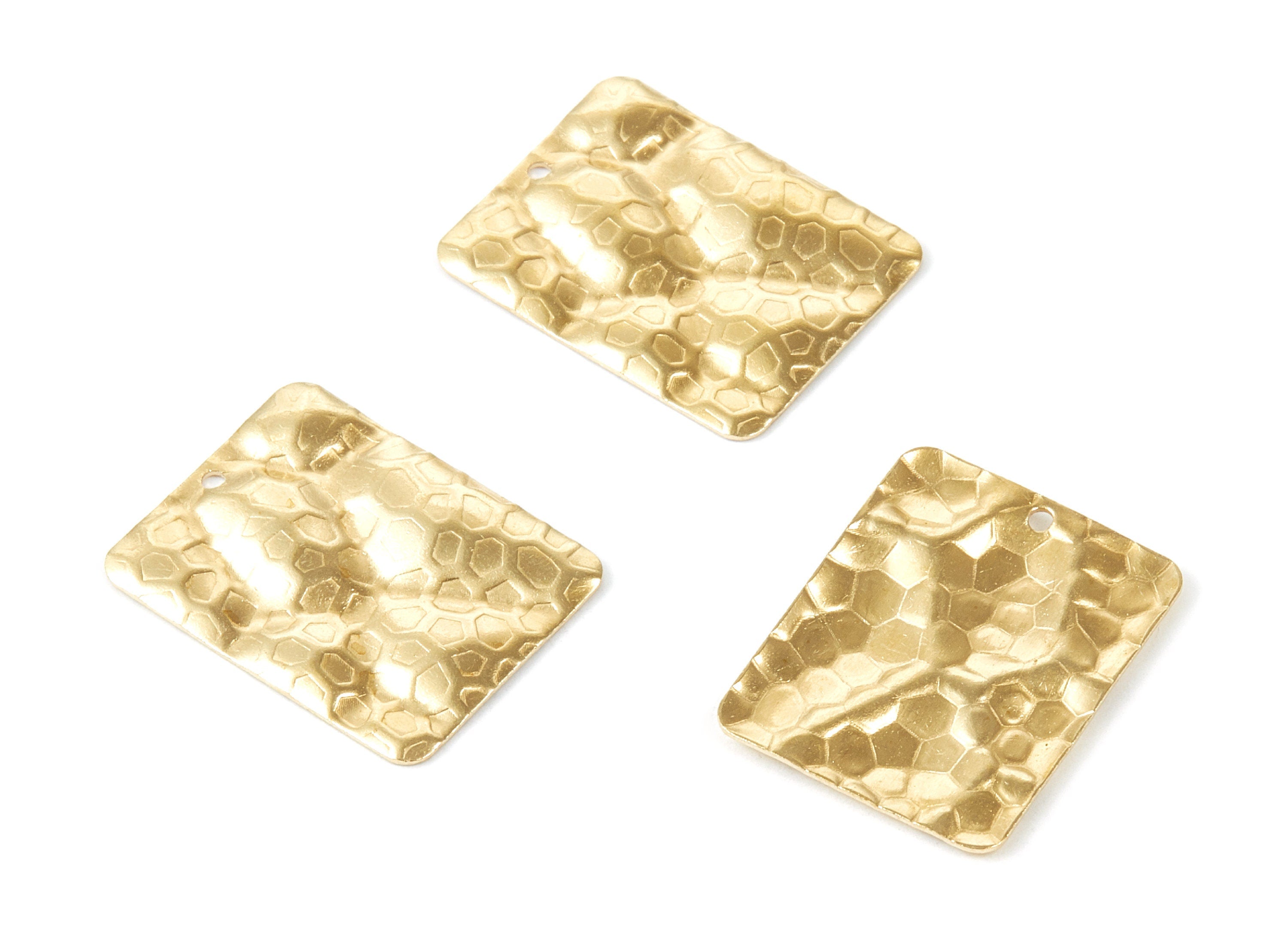 Brass Hammering Rectangle Charms - Hammering Rectangle Raw Brass Pendant - Earring Findings - Jewelry Supplies - 25x19.5x0.64mm - PP1936 - DOMEDBAZAAR