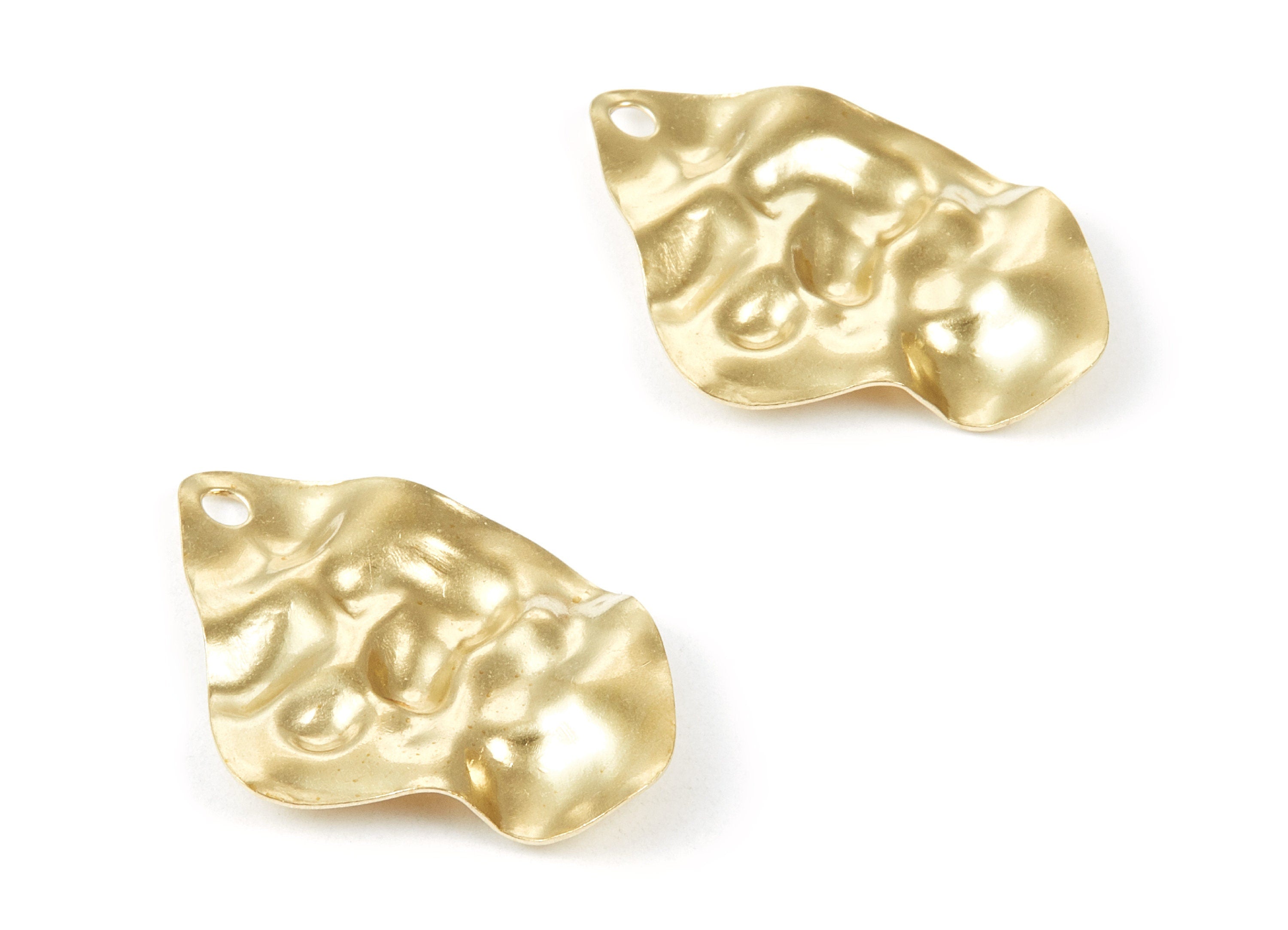 Brass Wavy Irregular Charms - Wavy Irregular Raw Brass Pendant - Earring Findings - Jewelry Supplies - 37x26.63x0.52mm - PP1838 - DOMEDBAZAAR