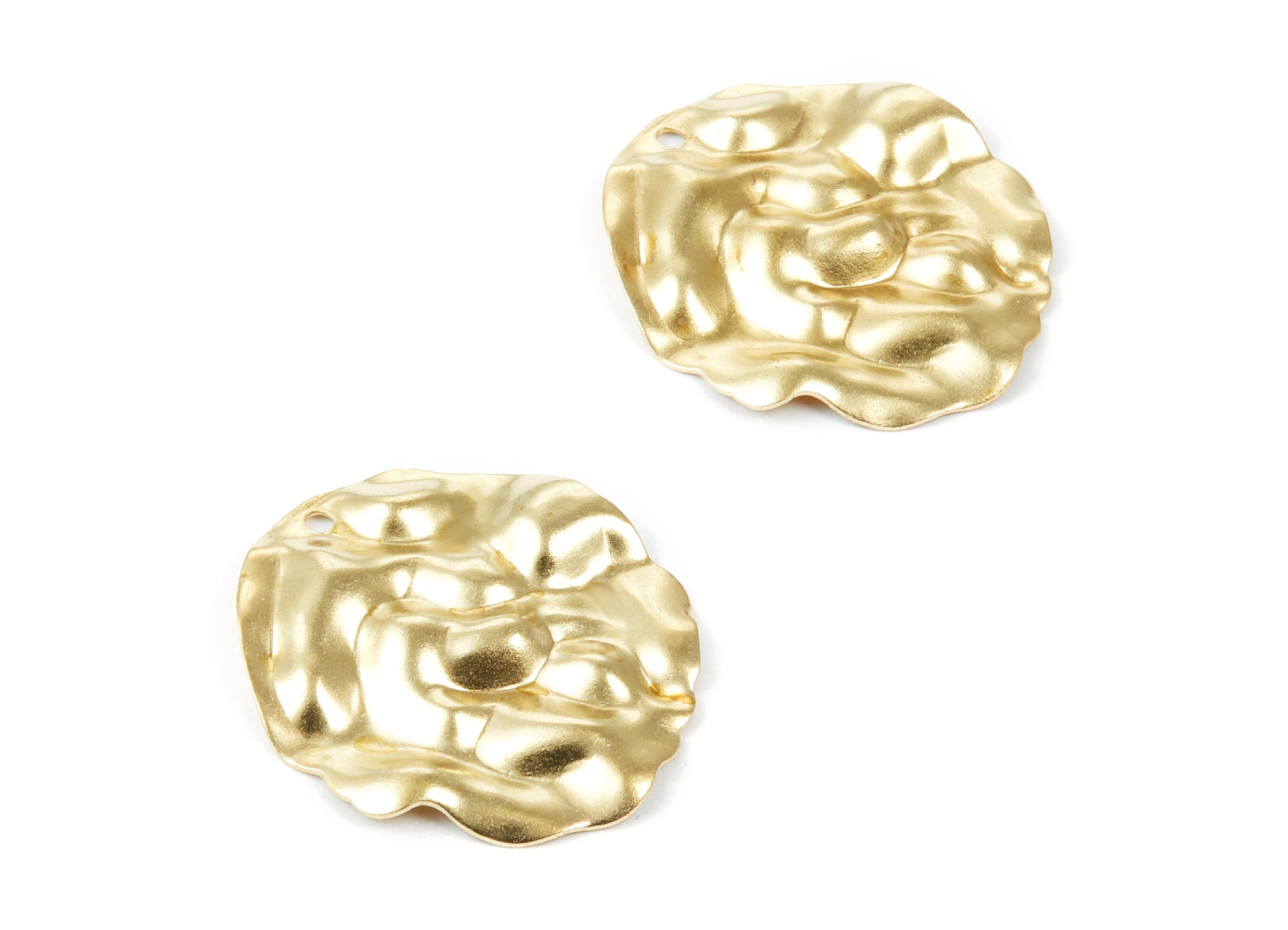 Brass Wavy Disc Charms - Wavy Disc Raw Brass Pendant - Earring Findings - Jewelry Supplies - 35.14x30x0.76mm - PP1828 - DOMEDBAZAAR