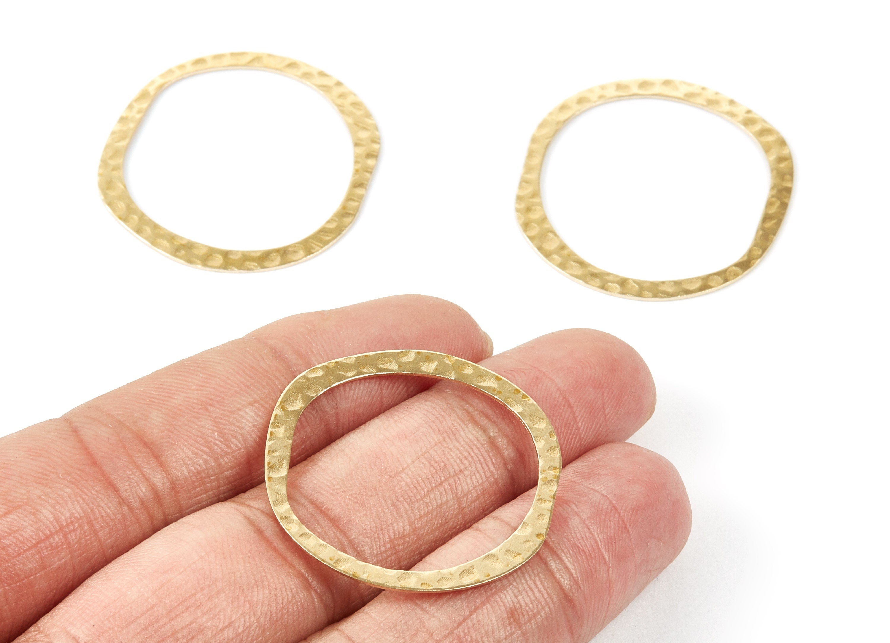 Brass Hammering Circle Charms - Hammering Circle Raw Brass Pendant - Brass Earring Findings - Jewelry Supplies - 33.5x31.84x0.65mm - PP2089 - DOMEDBAZAAR