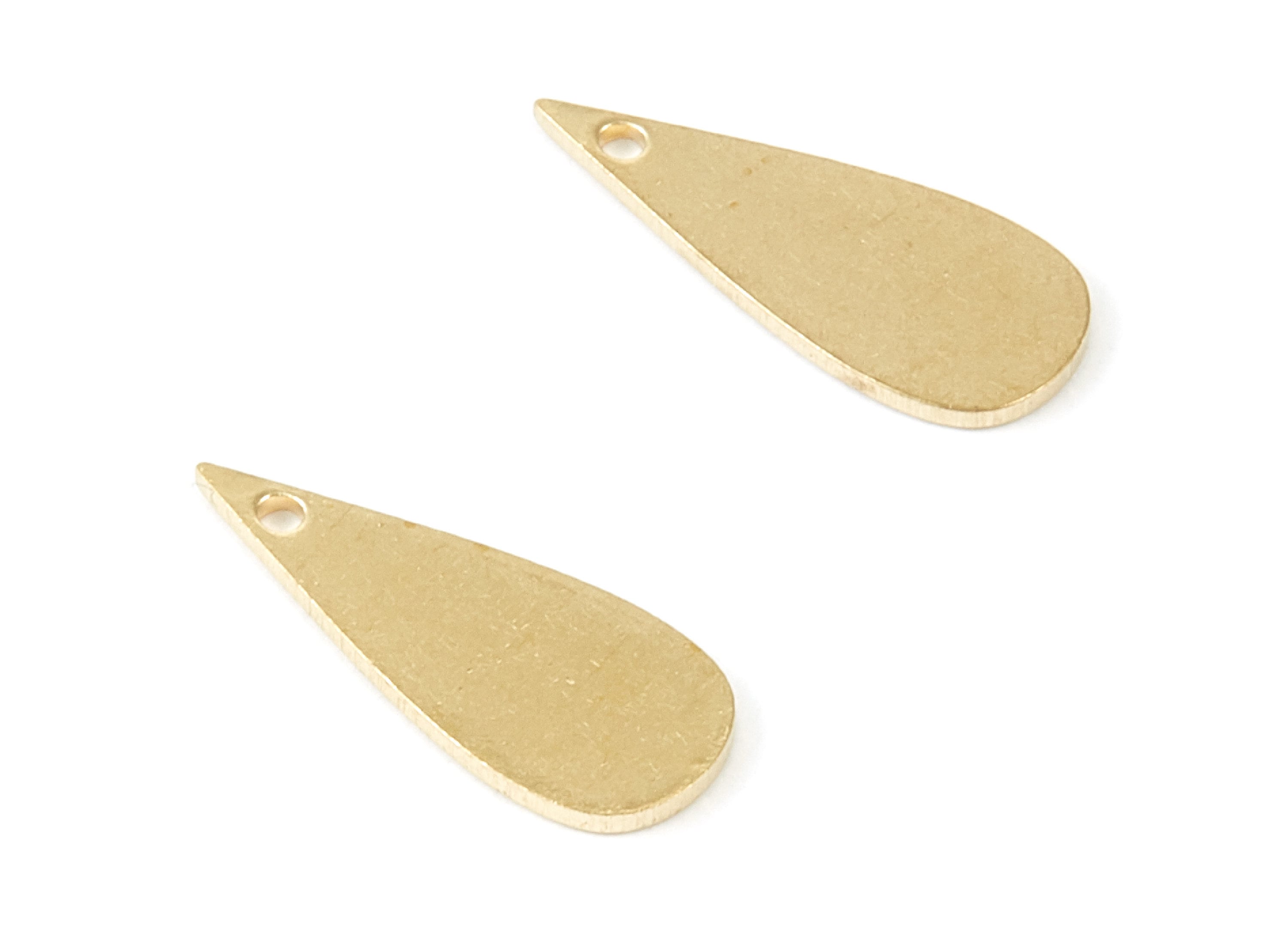 Personalized stamping blank - Brass Drop Charms - Drop Shape Raw Brass Pendant - Earring Findings -  18.62x7.5x1mm - PP1937 - DOMEDBAZAAR