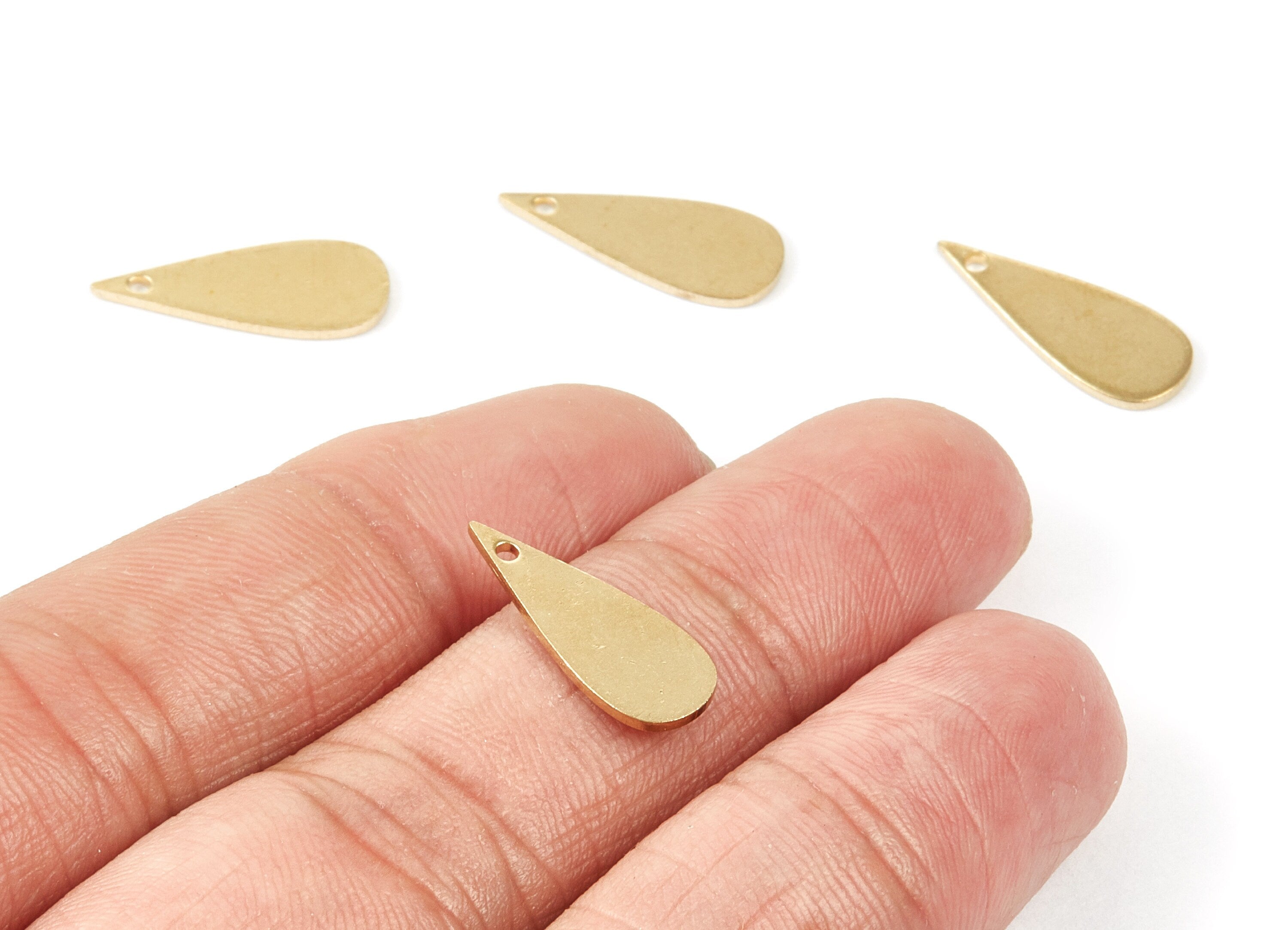 Personalized stamping blank - Brass Drop Charms - Drop Shape Raw Brass Pendant - Earring Findings -  18.62x7.5x1mm - PP1937 - DOMEDBAZAAR