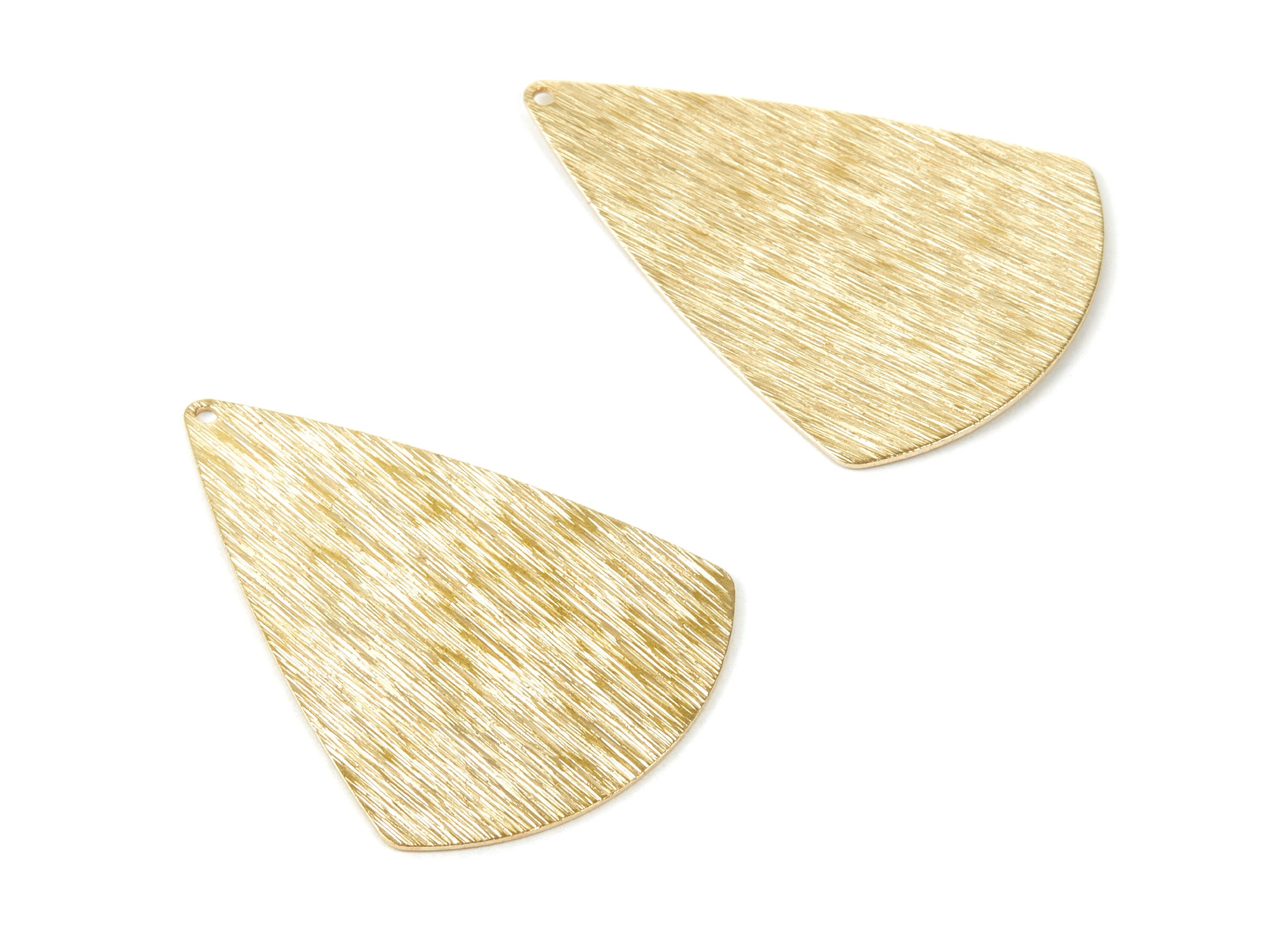 Brass Textured Fan Charms - Textured Fan Shape Raw Brass Pendant - Earring Findings - Jewelry Supplies - 42.5x30.7x0.6mm - PP2100 - DOMEDBAZAAR