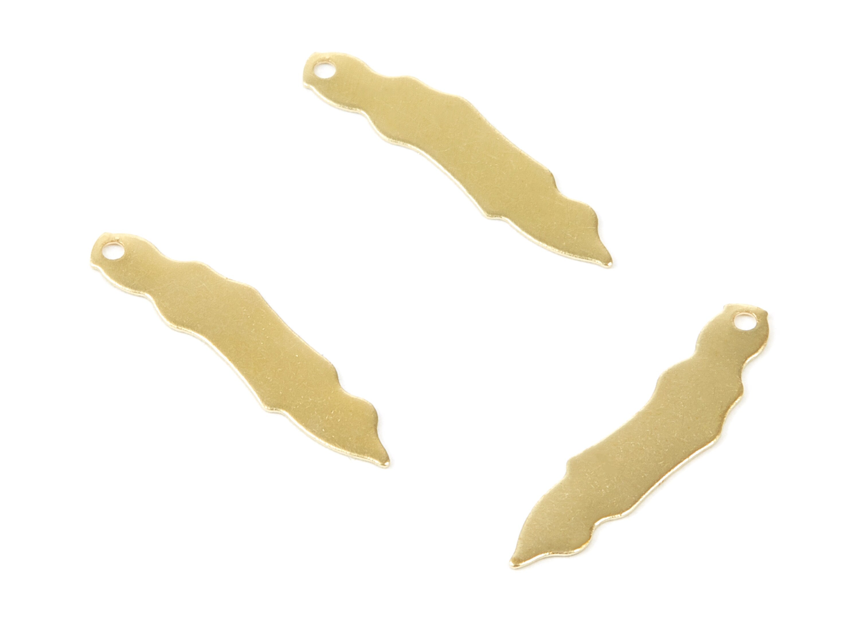 Personalized stamping blank - Brass Irregular Charms -  Irregular Shape Raw Brass Pendant - Earring Findings - 25.74x6x0.4mm - PP2132 - DOMEDBAZAAR