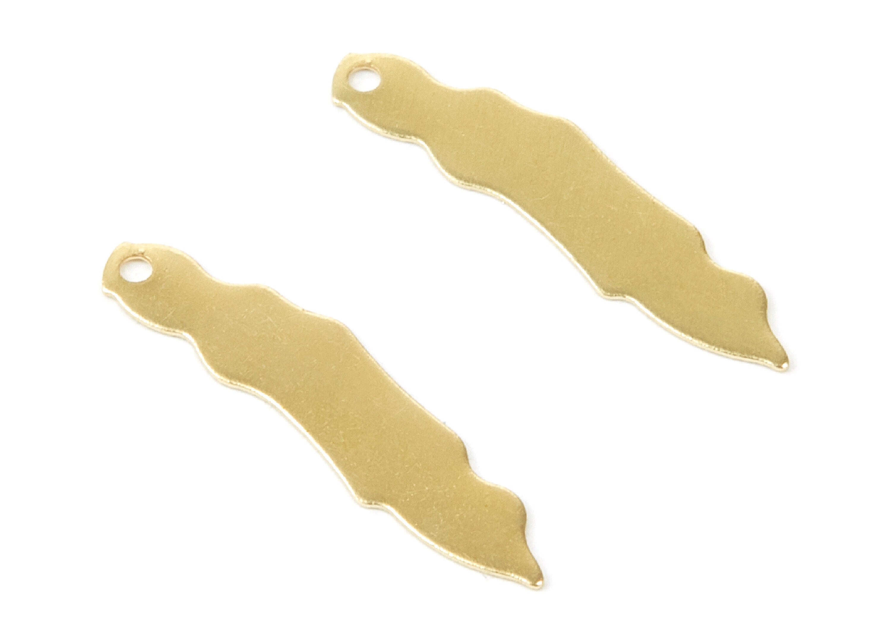 Personalized stamping blank - Brass Irregular Charms -  Irregular Shape Raw Brass Pendant - Earring Findings - 25.74x6x0.4mm - PP2132 - DOMEDBAZAAR