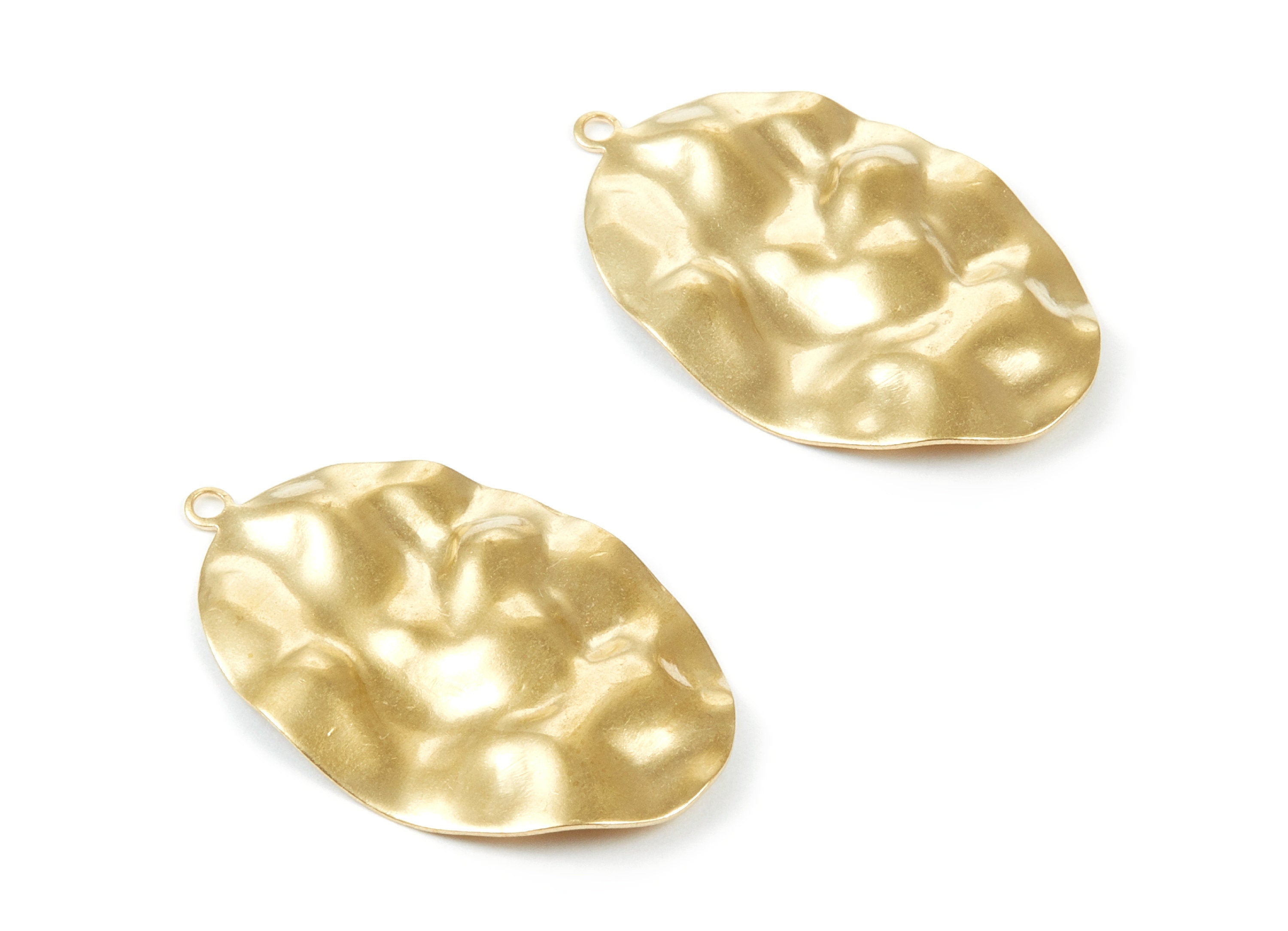 Brass Wavy oval Charms - Wavy oval Raw Brass Pendant - Earring Findings - Jewelry Supplies - 36,8x23x1,37mm - PP1839 - DOMEDBAZAAR