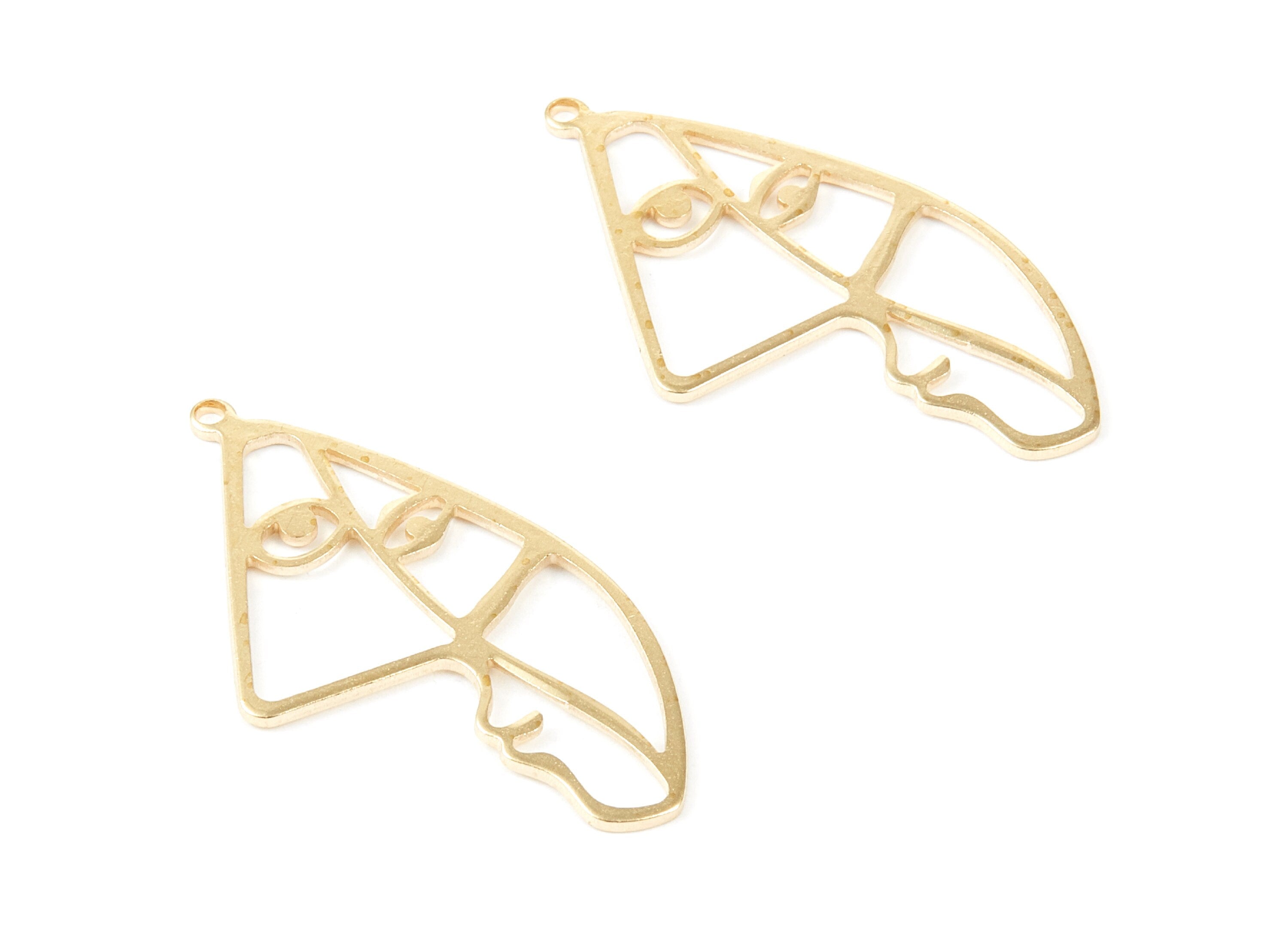 Brass Face Charms - Face Shaped Raw Brass Pendant - Brass Earring Findings - Jewelry Supplies - 39x19.75x1mm - PP2104 - DOMEDBAZAAR