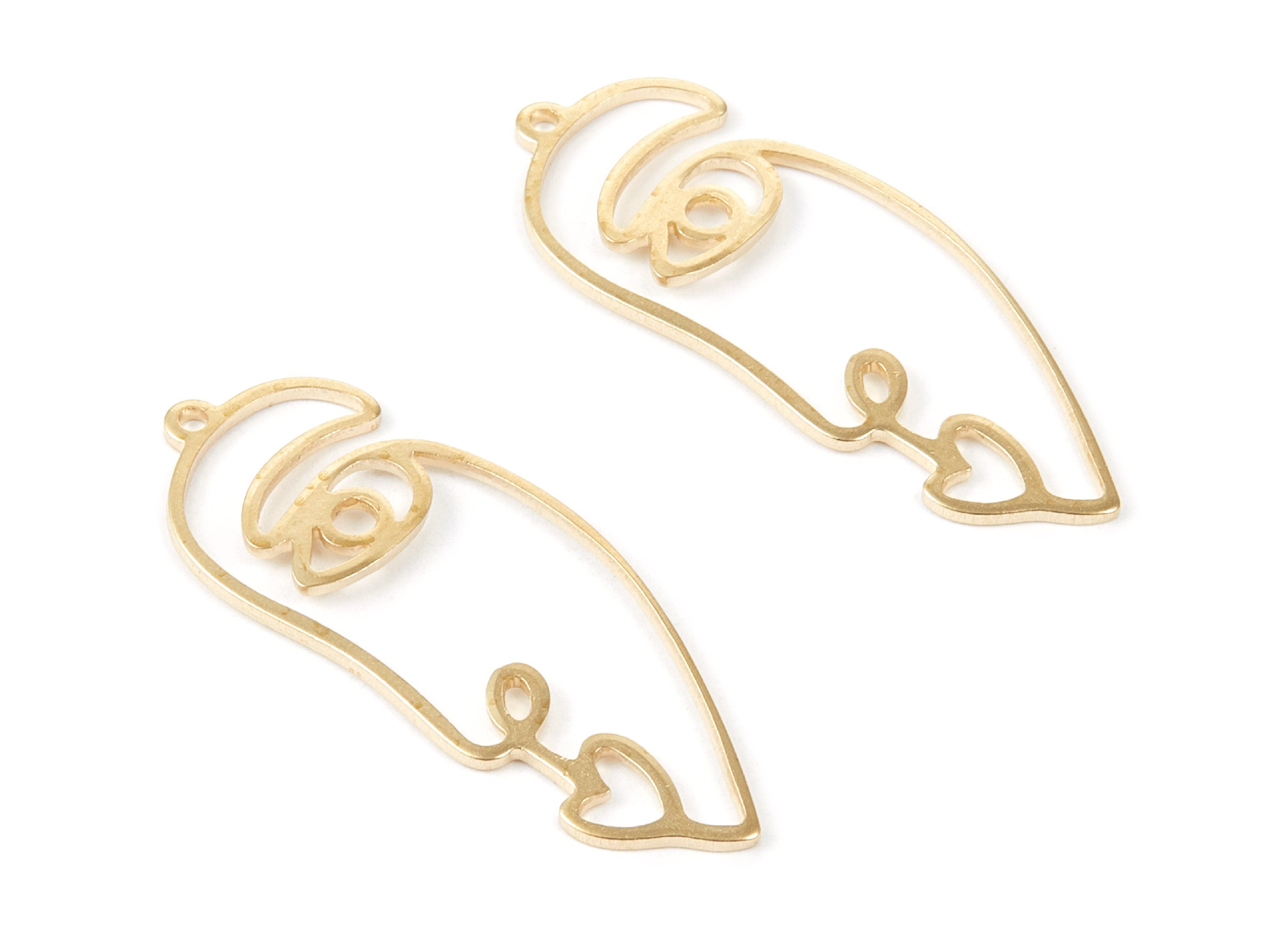 Brass Face Charms - Face Shaped Raw Brass Pendant - Brass Earring Findings - Jewelry Supplies - 41x15.5x1mm - PP2101 - DOMEDBAZAAR