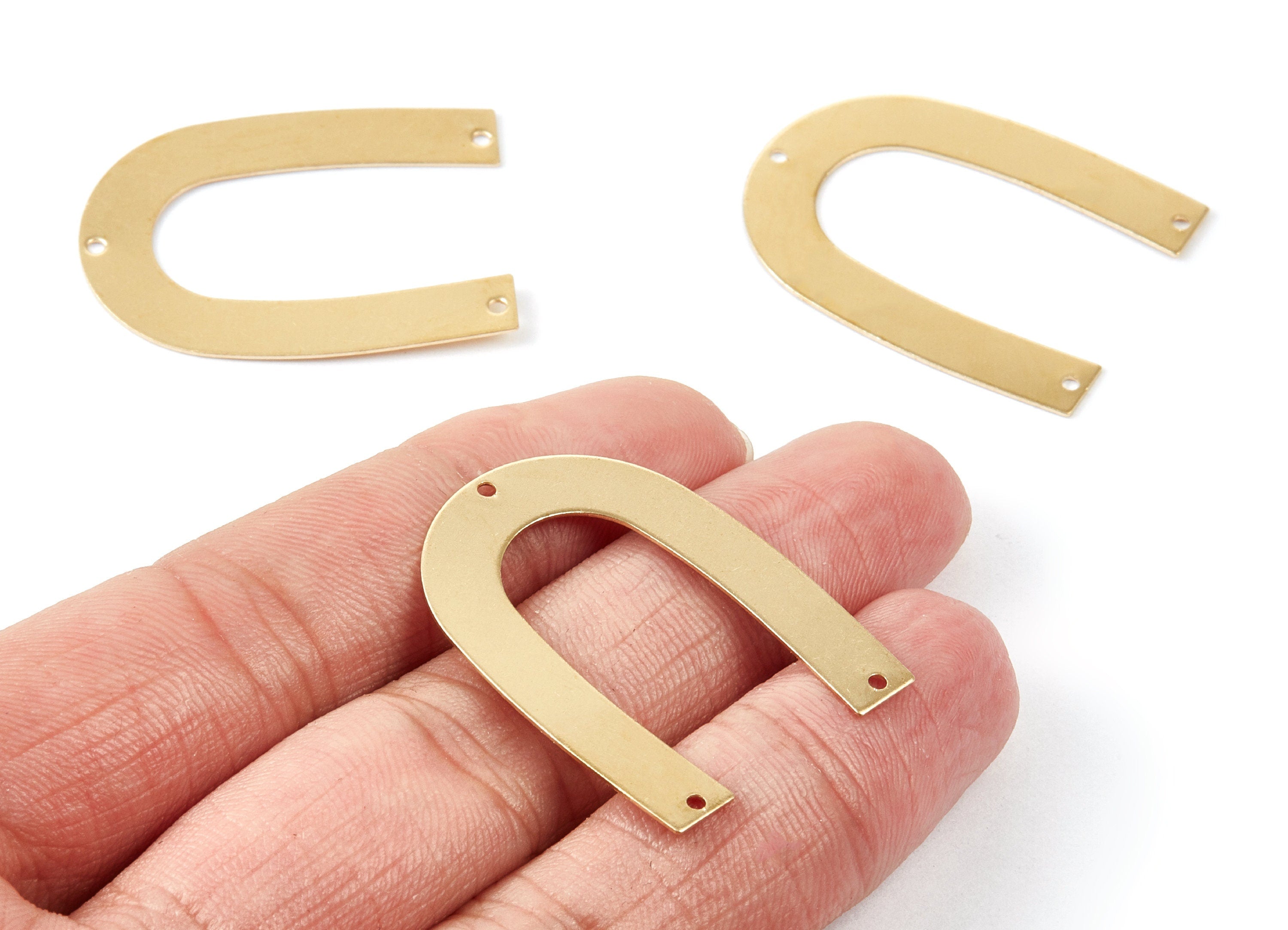 Brass U Charms - U Shaped Raw Brass Connectors With 3 Holes - Jewelry Supplies - 35x26,8x0,5mm - PP1893 - DOMEDBAZAAR