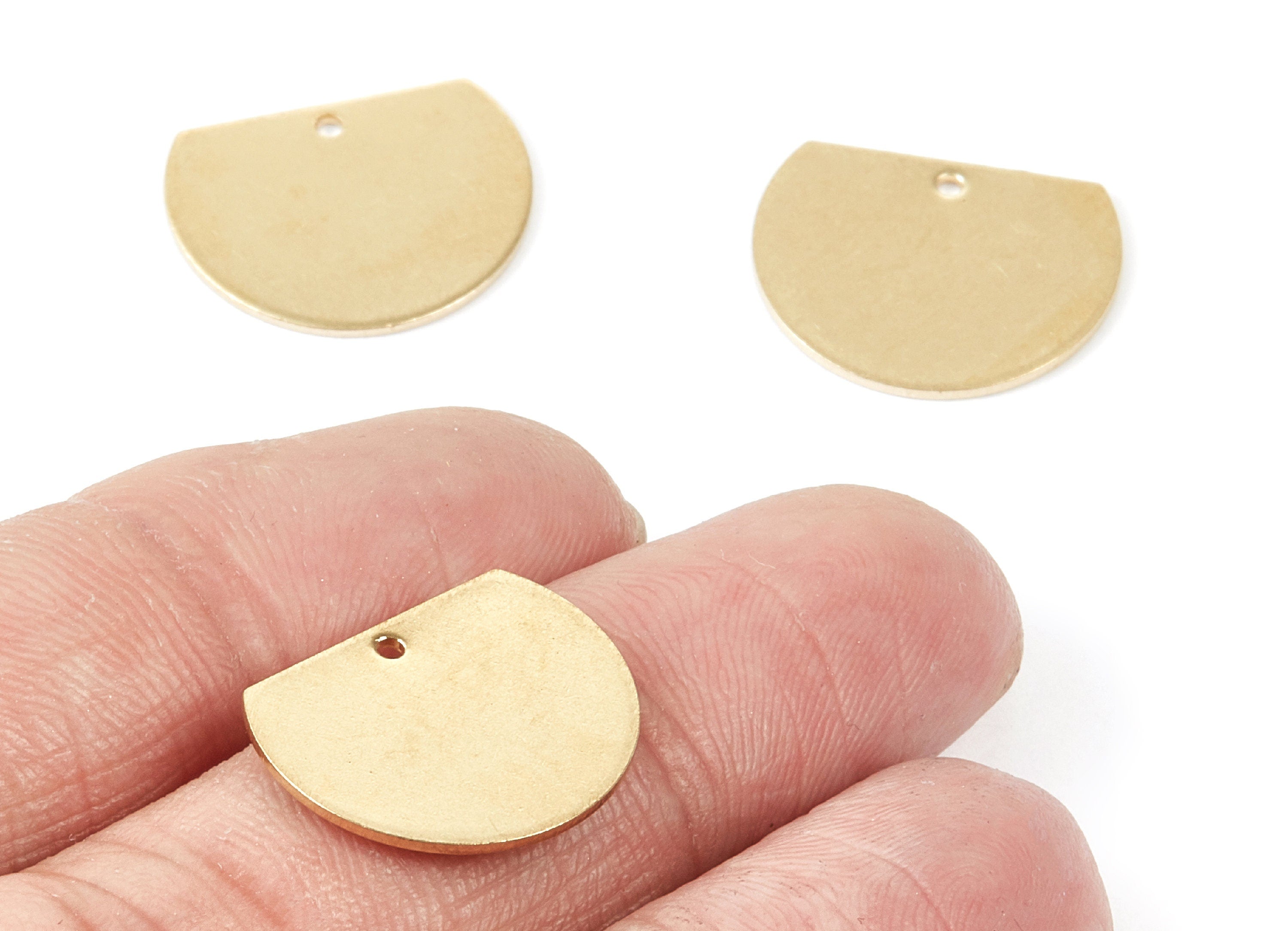Personalized stamping blank - Brass Geometric Charms - D Shaped Raw Brass Pedants - Earring Findings  - 18.45x14.7x0.8mm - PP1811 - DOMEDBAZAAR